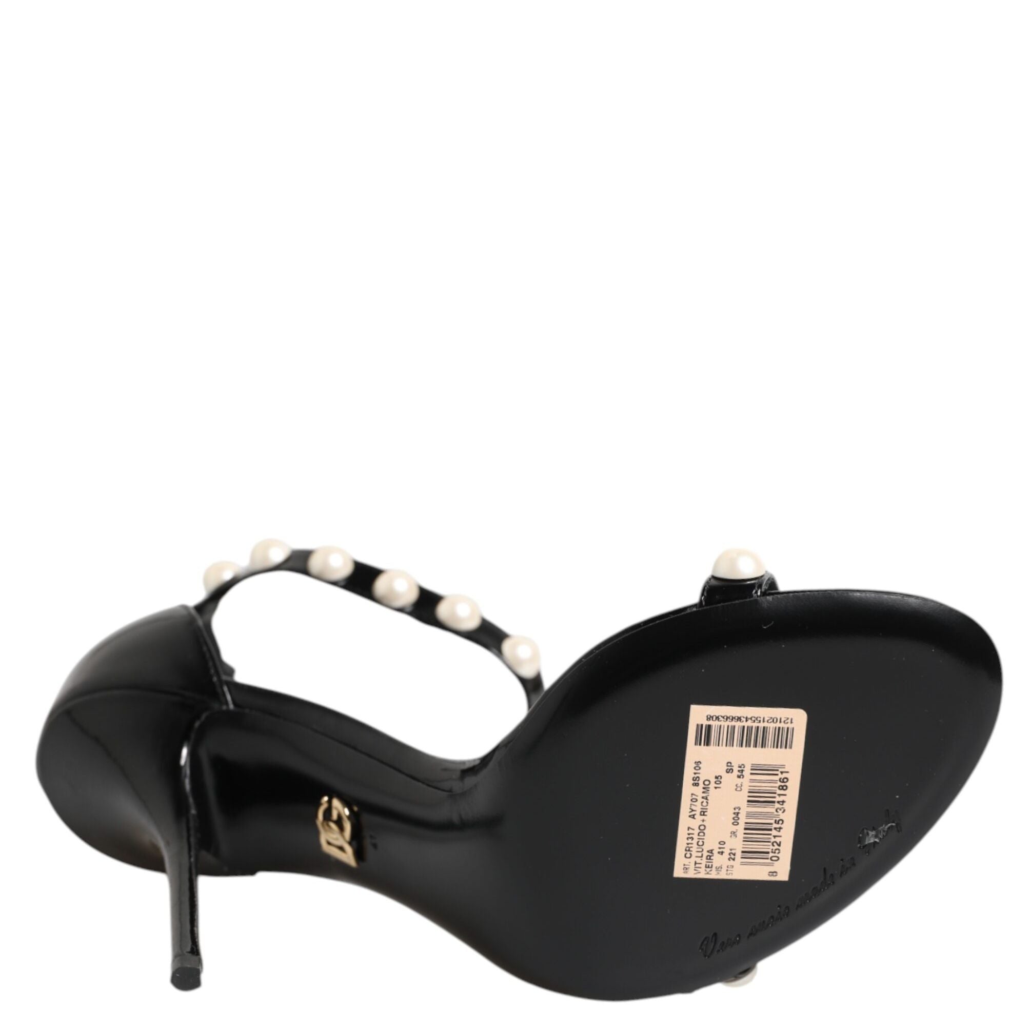 Dolce & Gabbana Black KEIRA Pearl Embellished Sandals Shoes