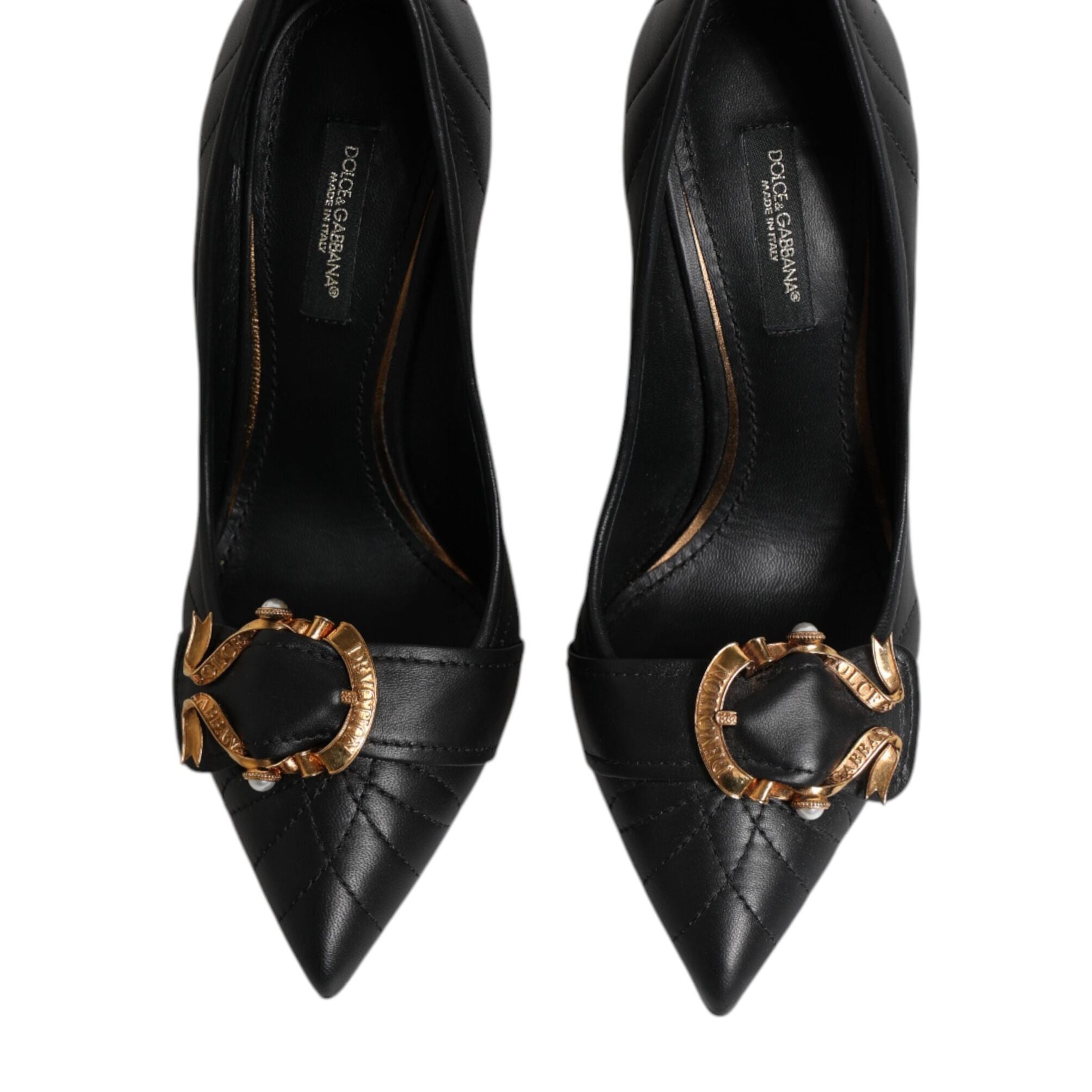 Dolce & Gabbana Black Devotion Leather Heels Pumps Shoes