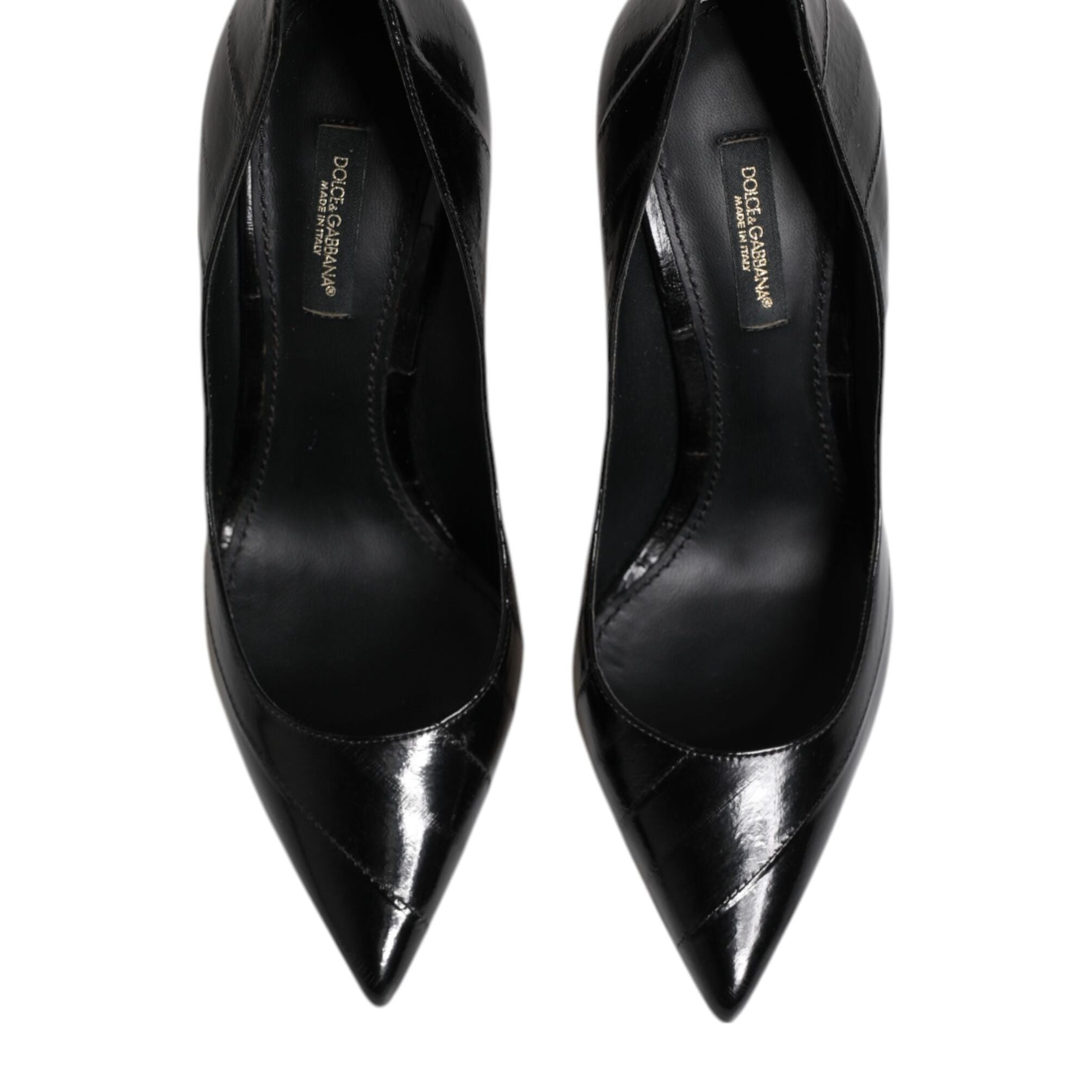 Dolce & Gabbana Black Leather Stiletto High Heels Pumps Shoes