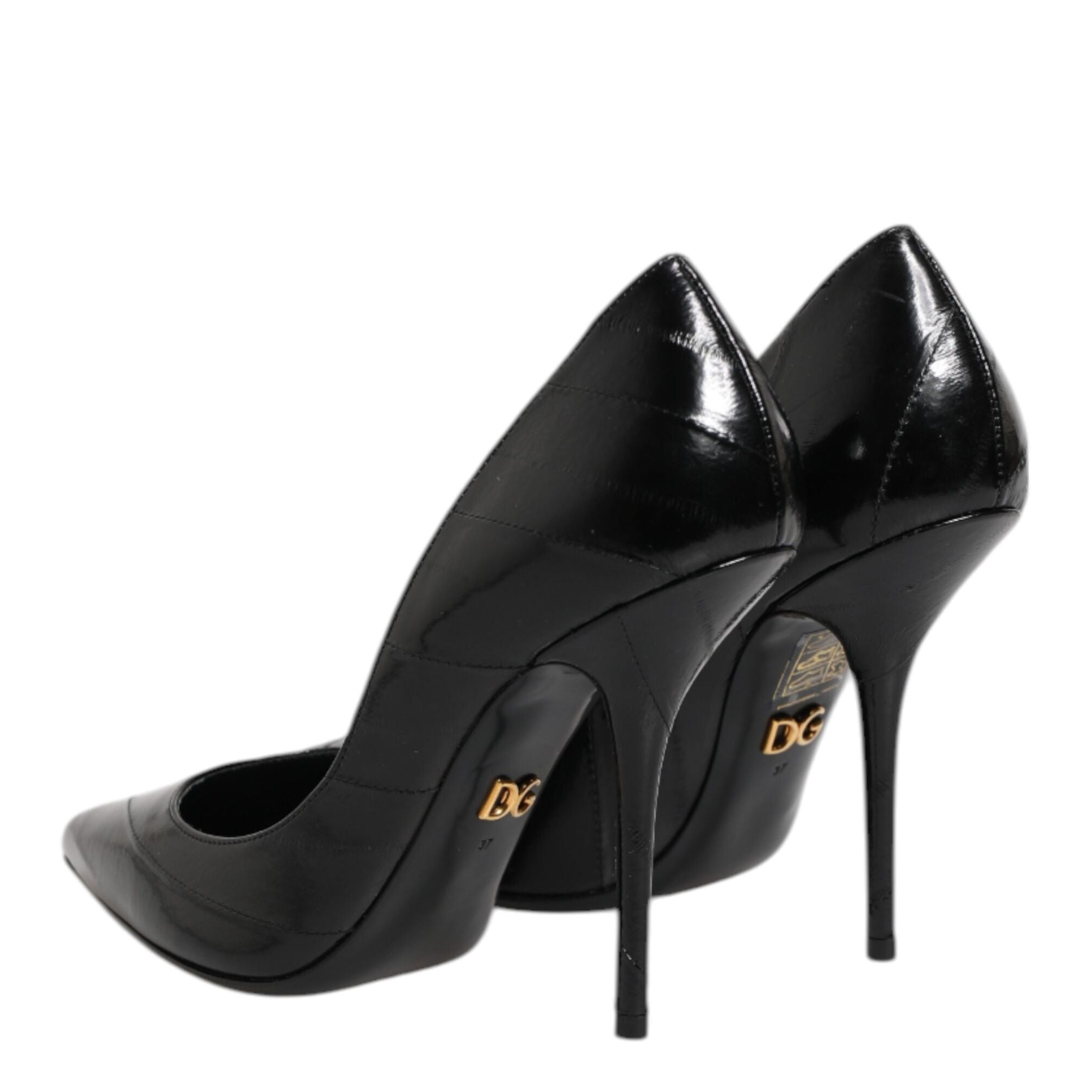 Dolce & Gabbana Black Leather Stiletto High Heels Pumps Shoes