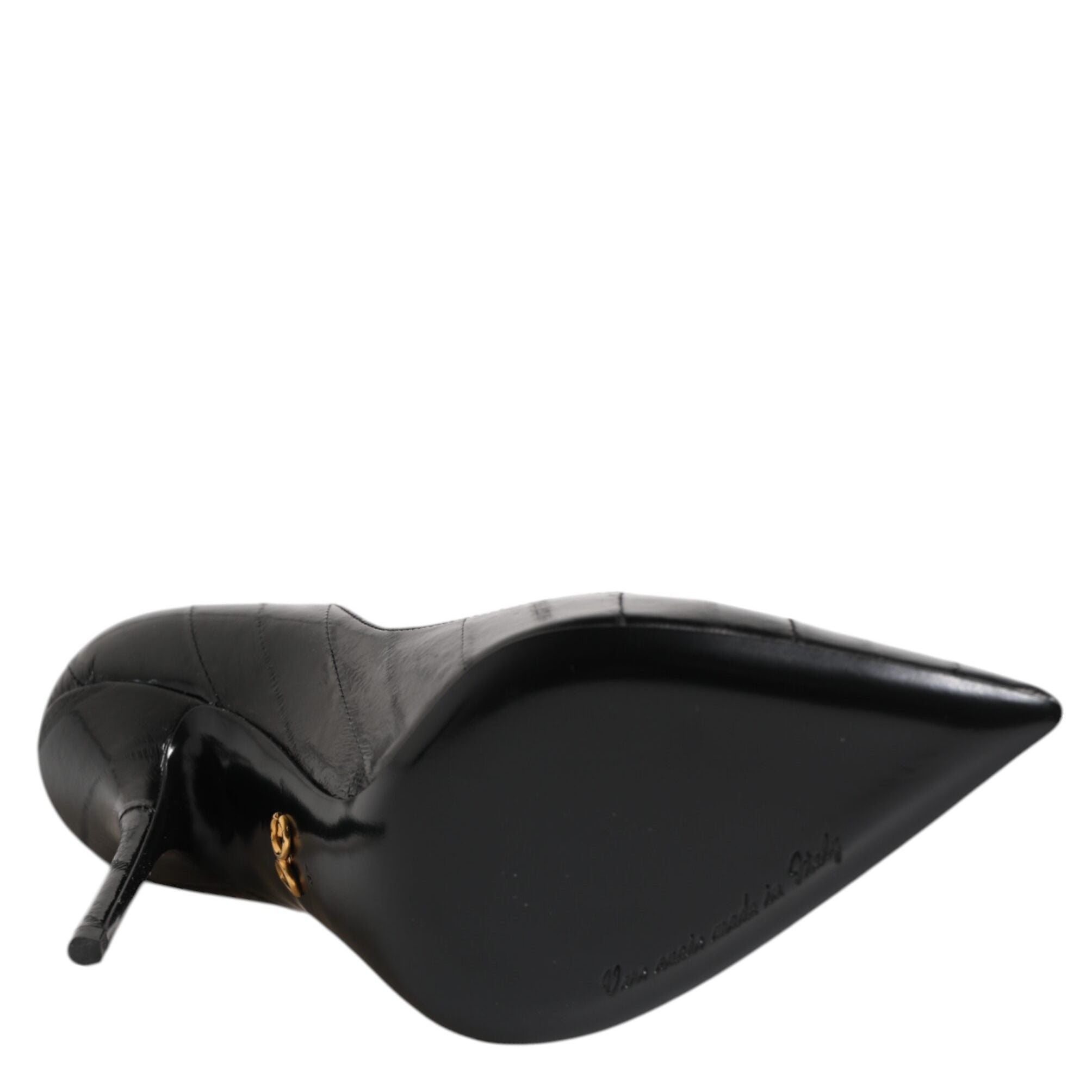 Dolce & Gabbana Black Leather Stiletto High Heels Pumps Shoes