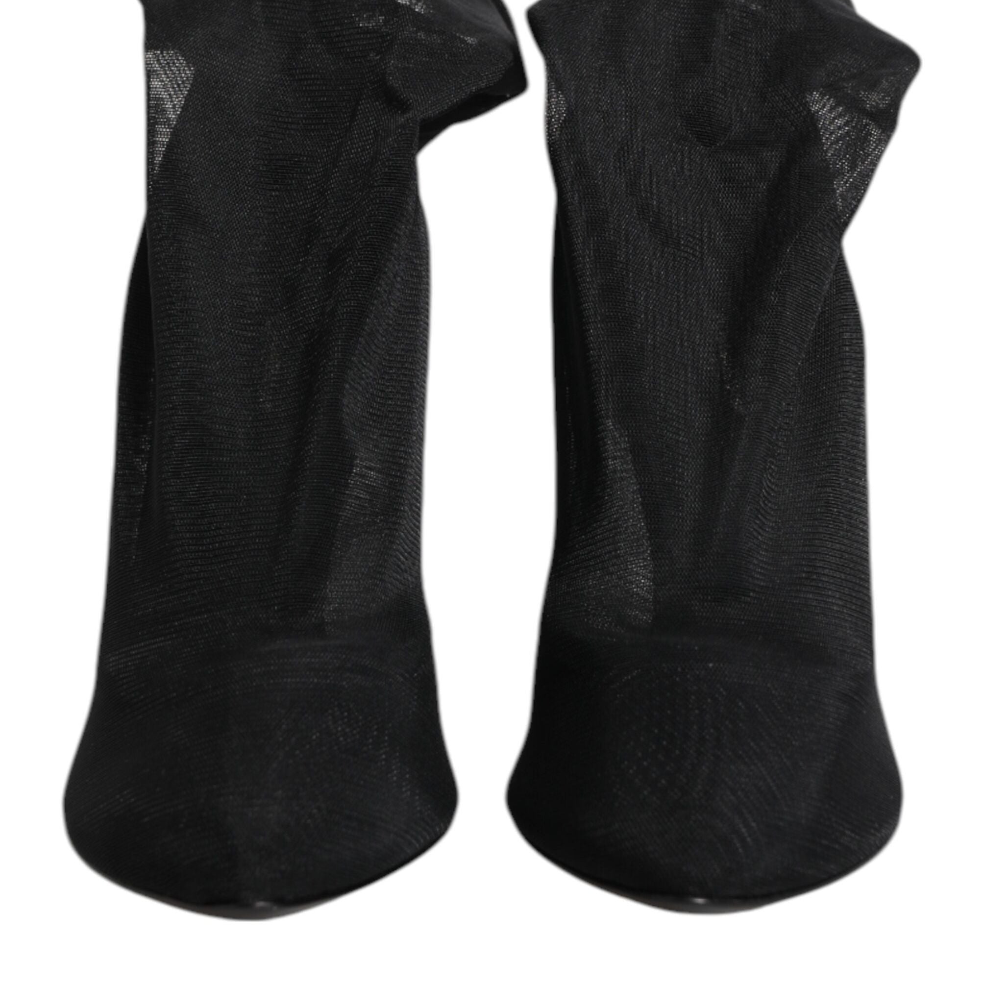 Dolce & Gabbana Black Silk Stretch Mesh Sock Boots Shoes
