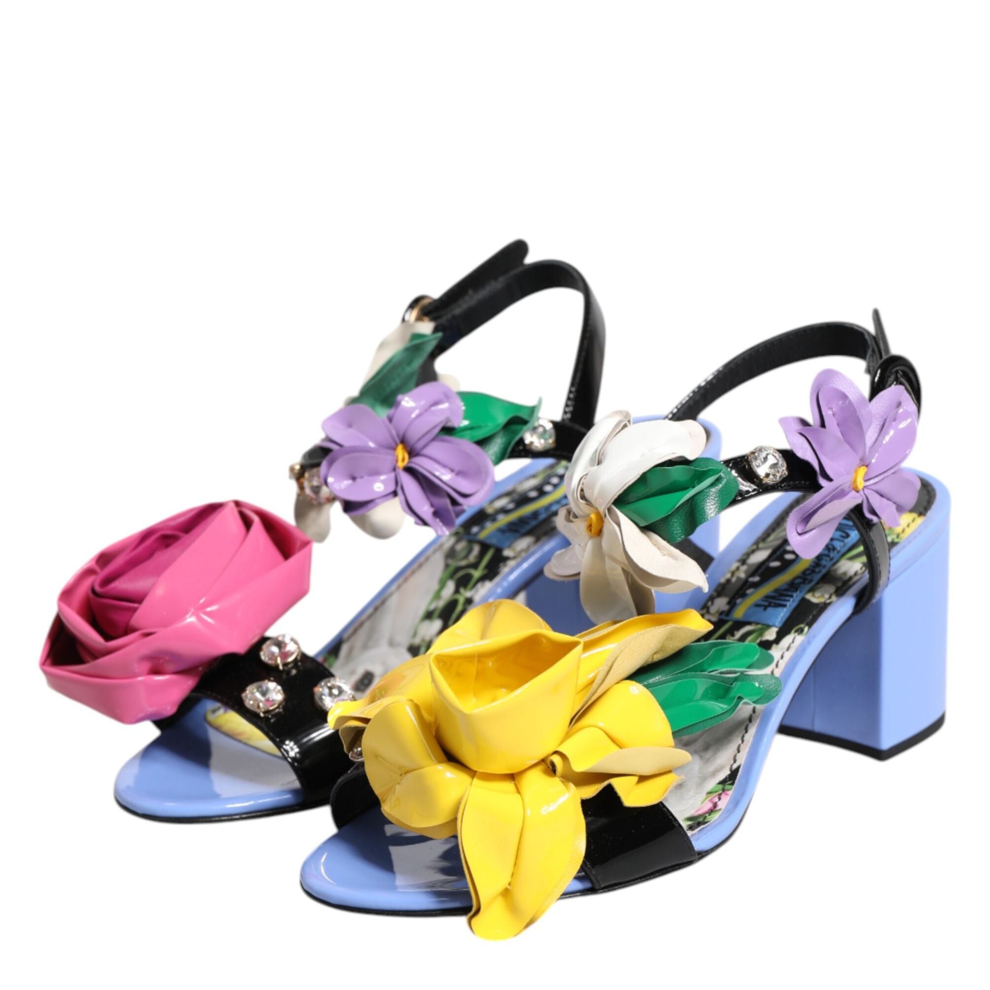 Dolce & Gabbana Multicolor Floral Crystal KEIRA Sandals Shoes
