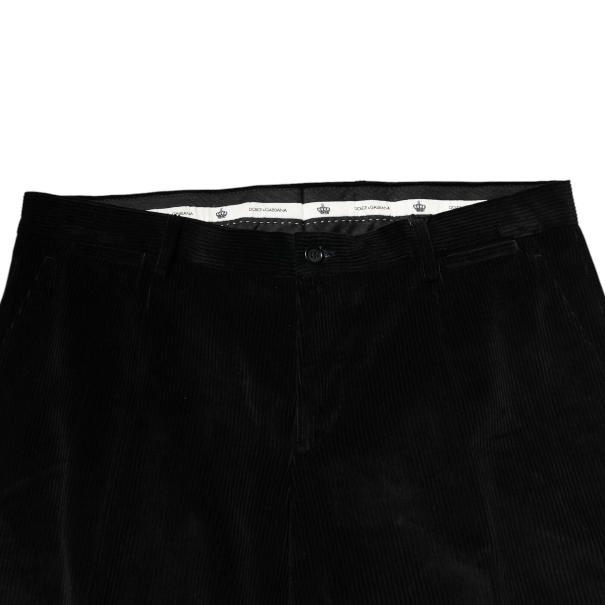 Dolce & Gabbana Black Cotton Men Dress Formal Trouser Pants