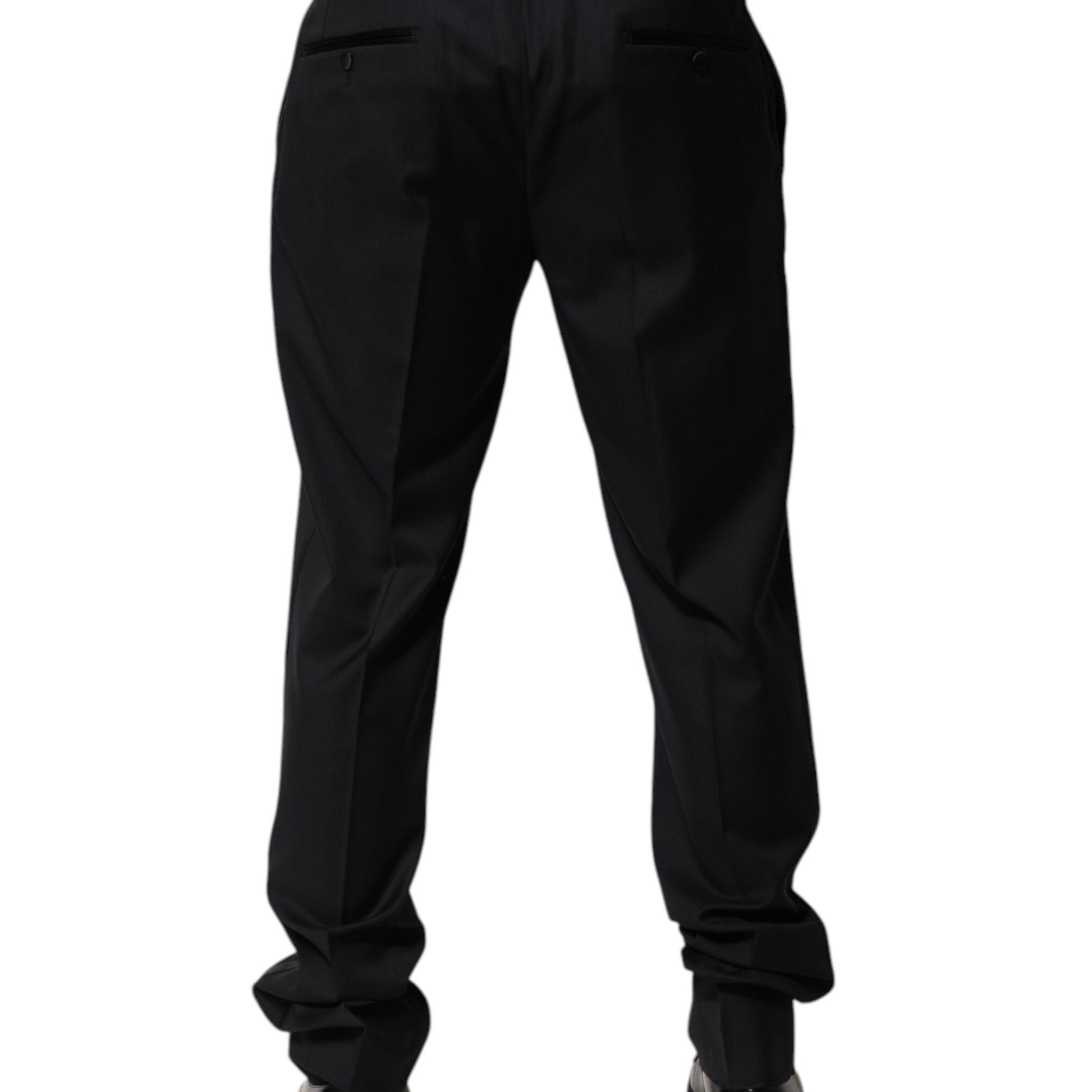 Dolce & Gabbana Black Wool Men Formal Dress Trouser Pants