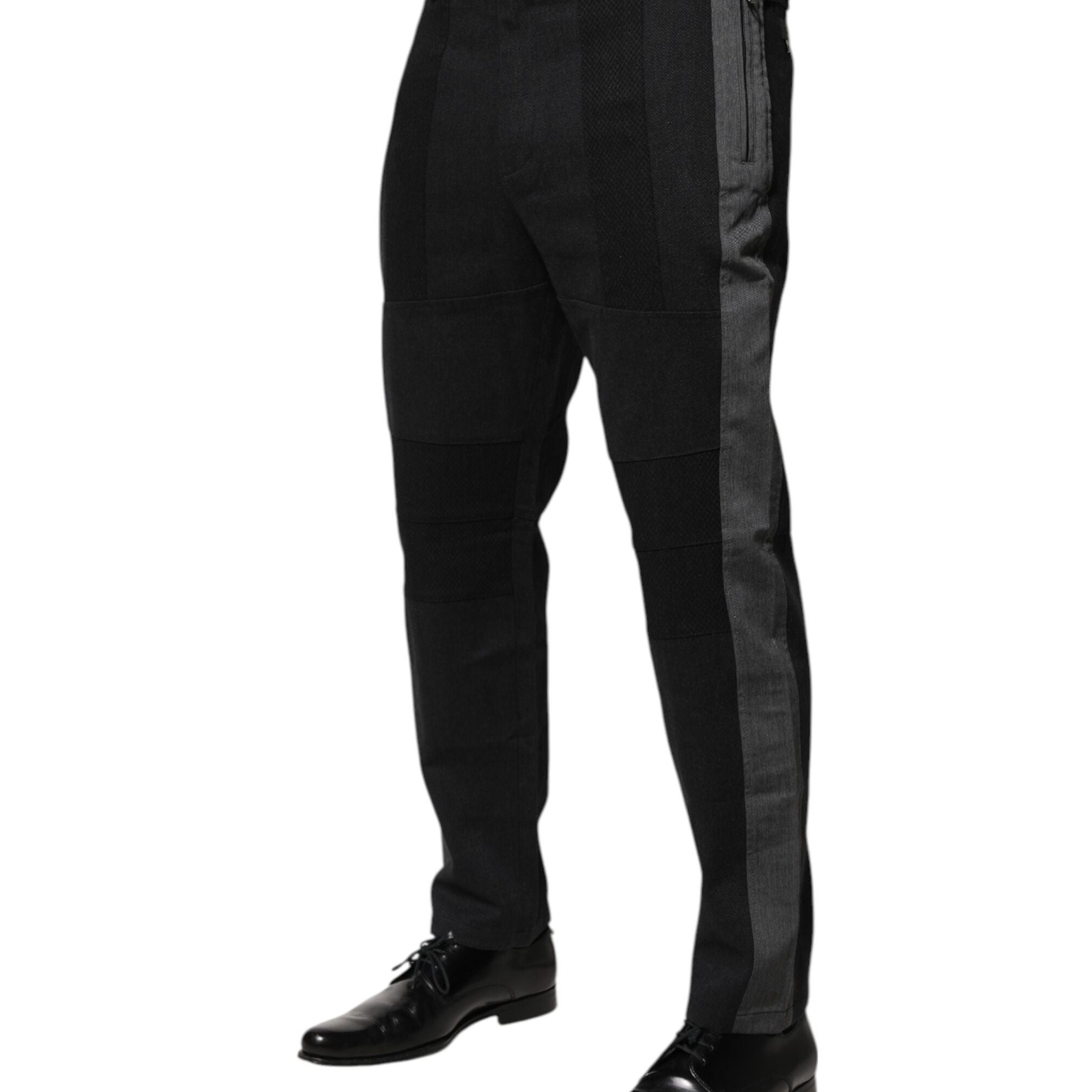 Dolce & Gabbana Black Gray Cotton Dress Formal Trouser Pants