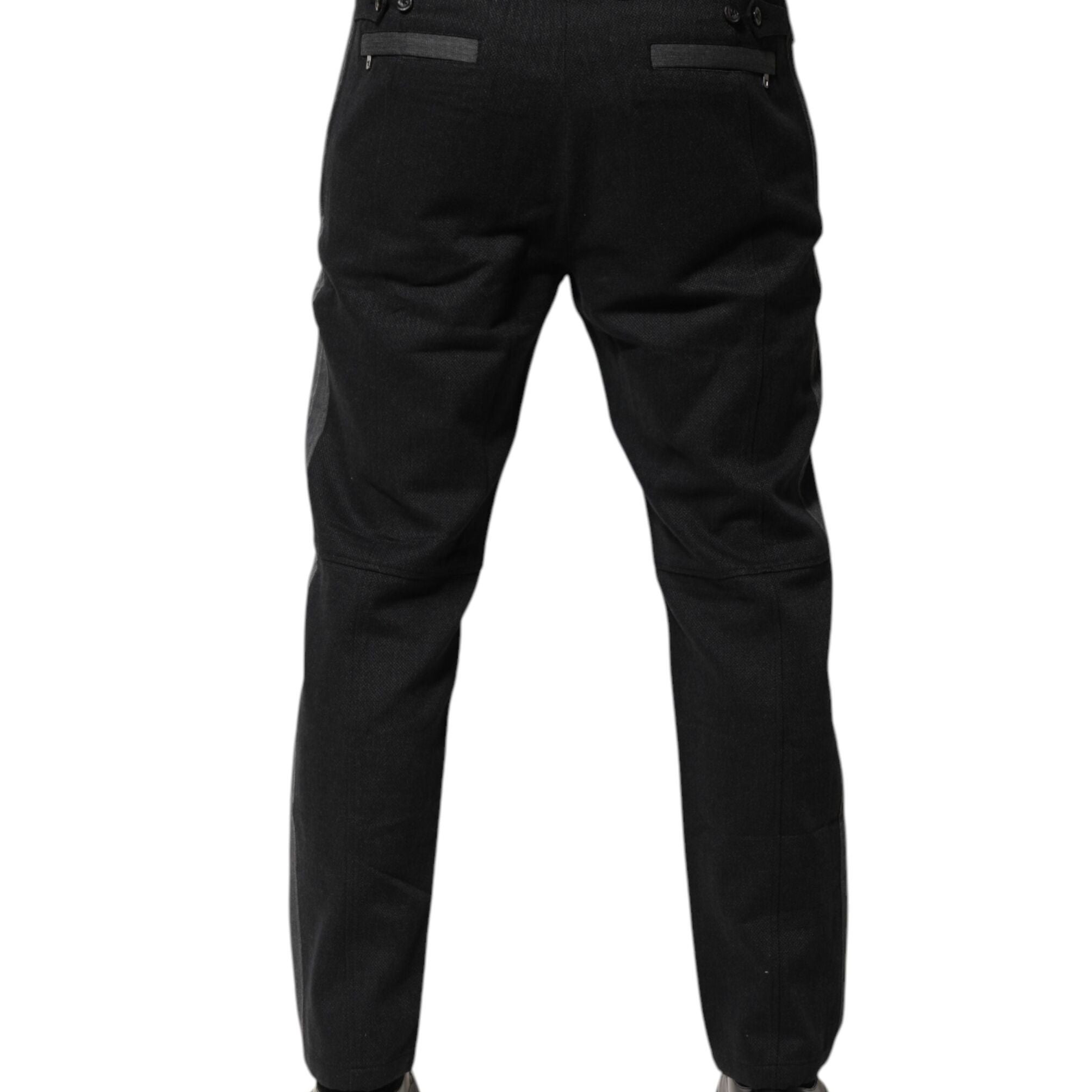 Dolce & Gabbana Black Gray Cotton Dress Formal Trouser Pants