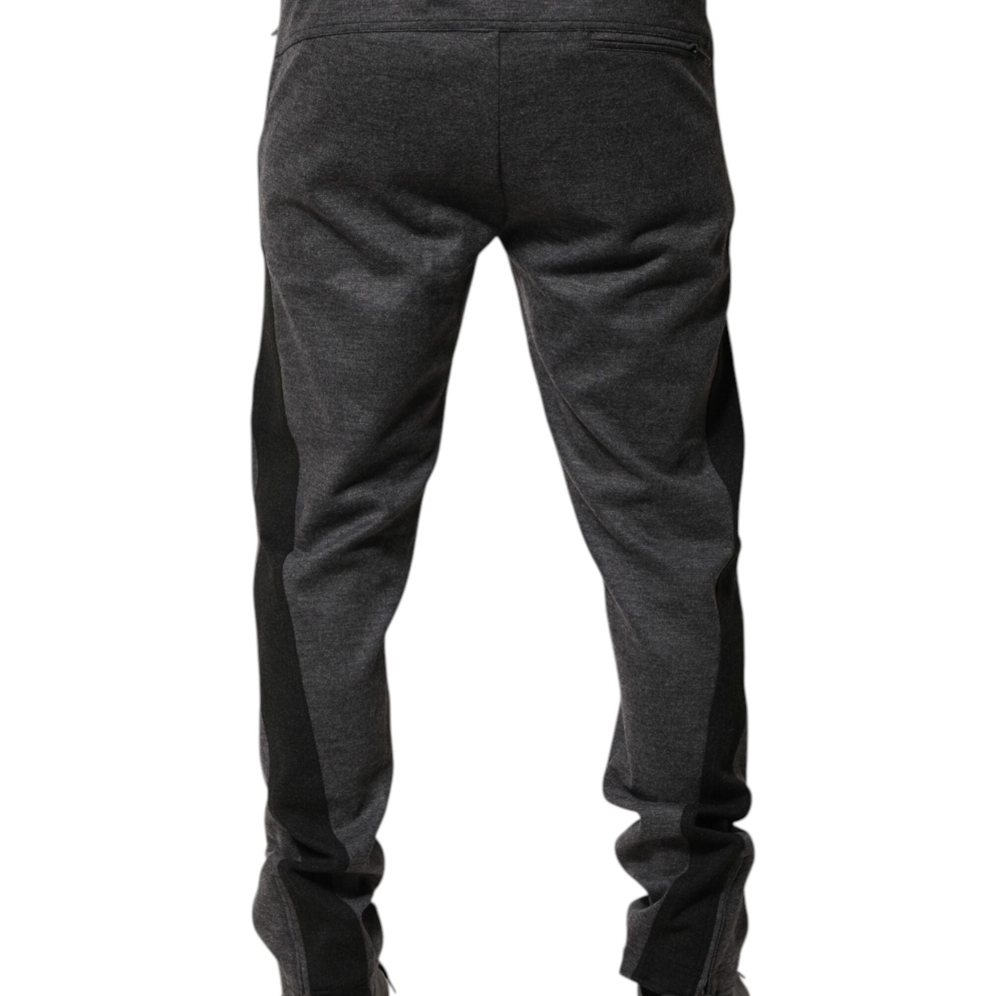 Dolce & Gabbana Gray Black Wool Blend Jogger Sweatpants  Pants