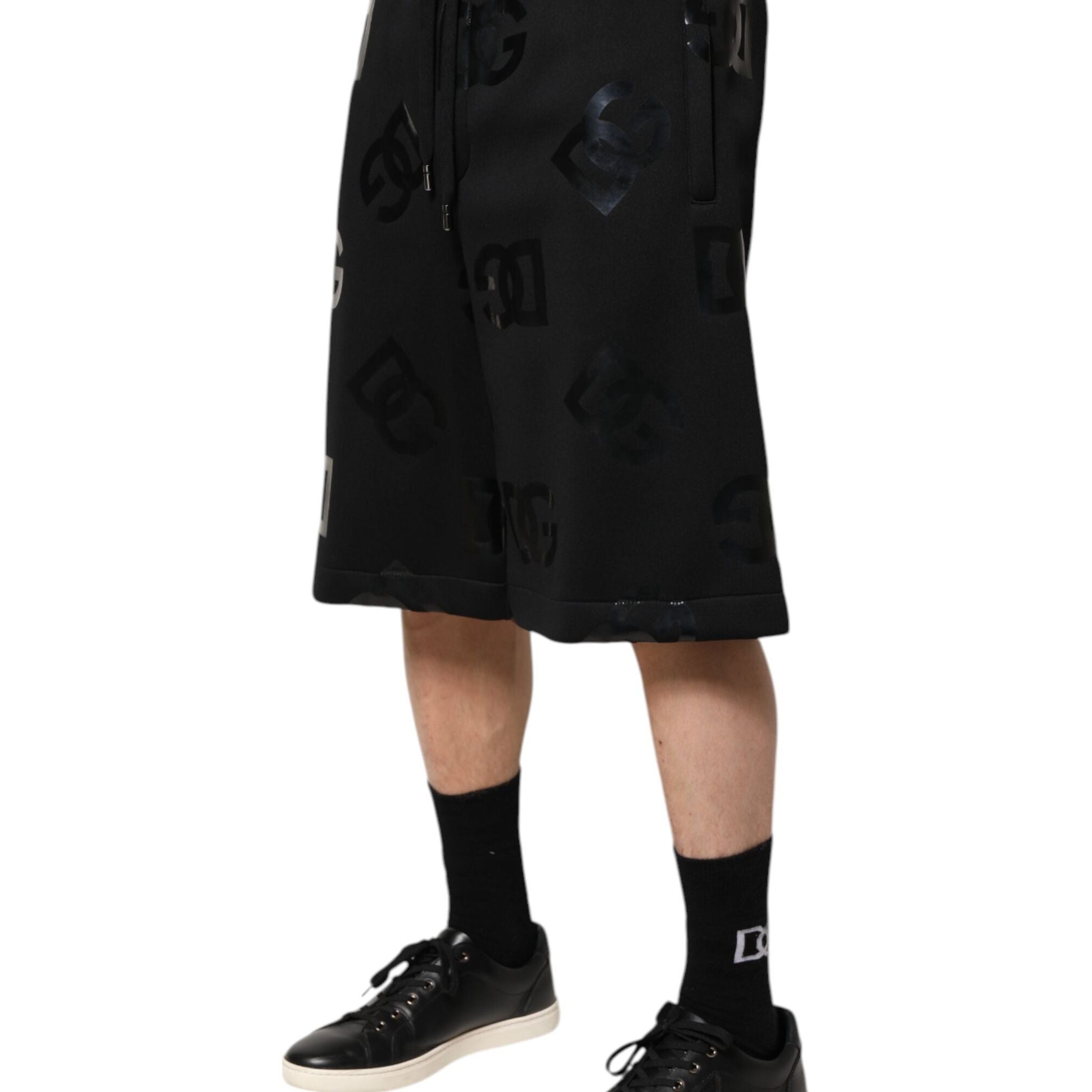Dolce & Gabbana Black Logo Cotton Bermuda Sweatshorts Shorts