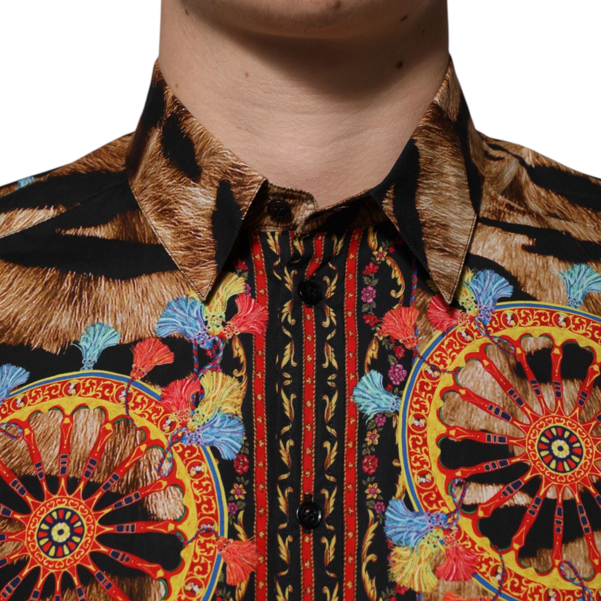 Dolce & Gabbana GOLD Cotton Tiger Carretto Long Sleeve Shirt