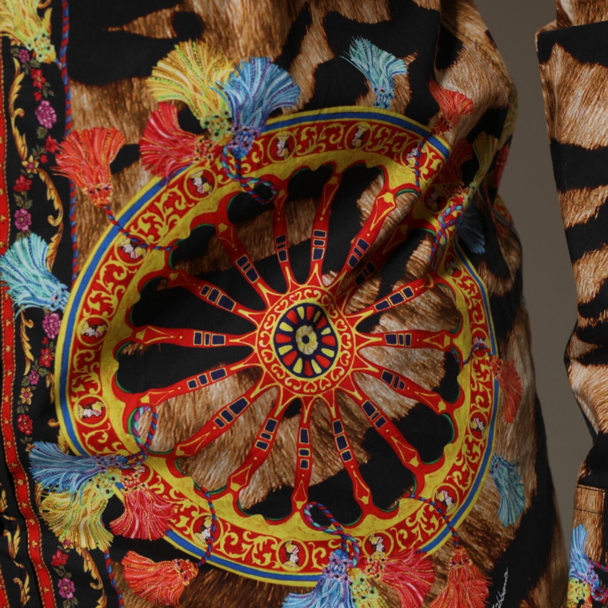 Dolce & Gabbana GOLD Cotton Tiger Carretto Long Sleeve Shirt
