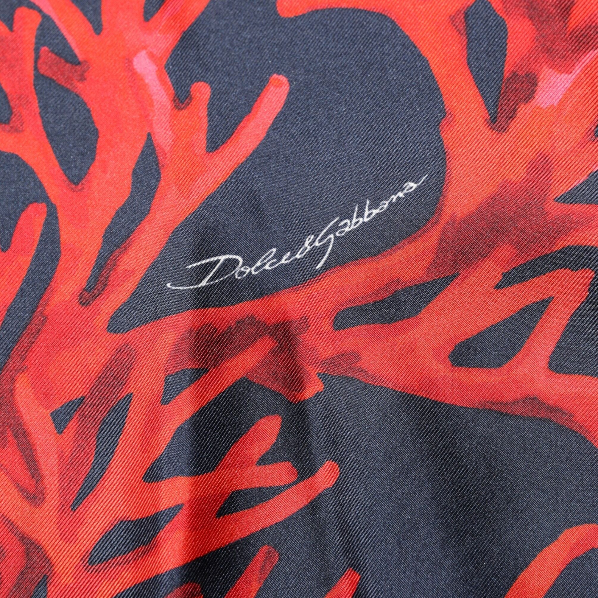 Dolce & Gabbana Navy Red Silk Coral Print Pullover Sweater