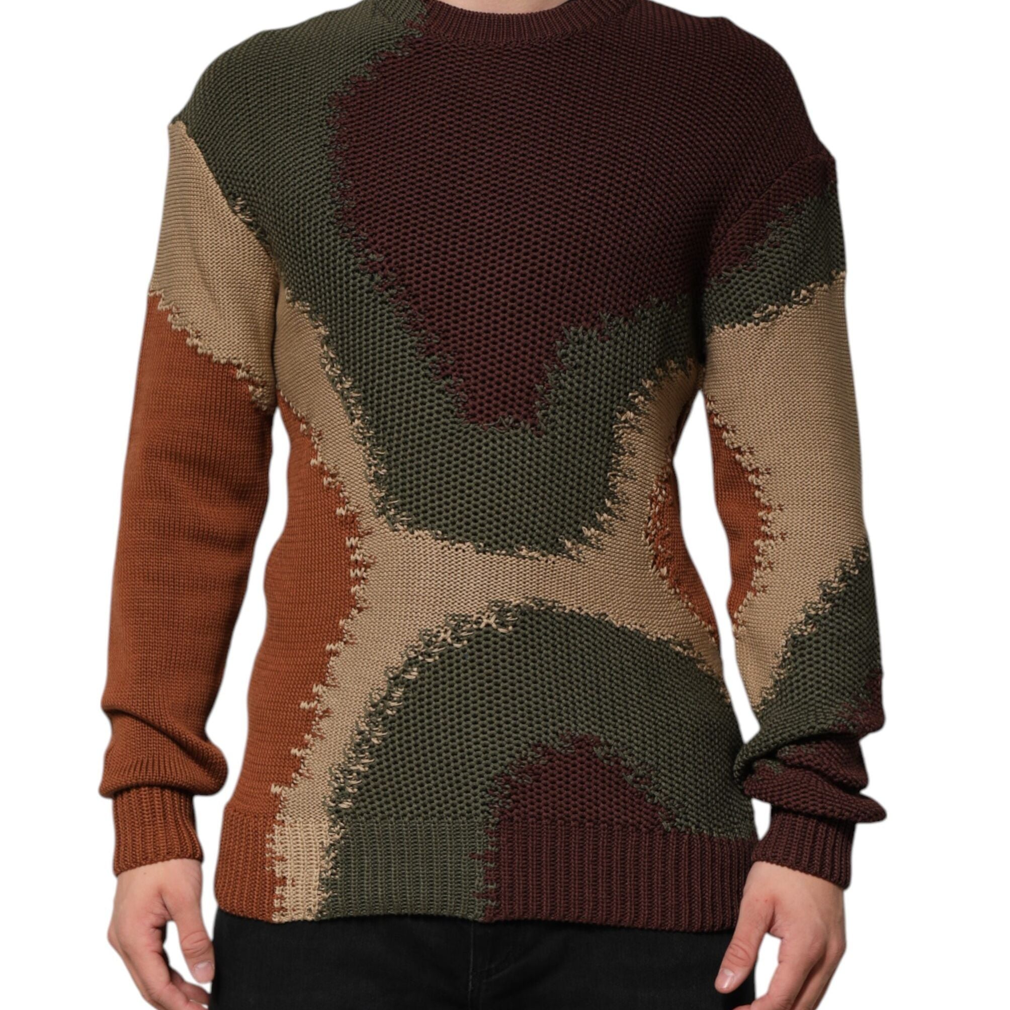 Dolce & Gabbana Multicolor Cotton Abstract Men Pullover Sweater