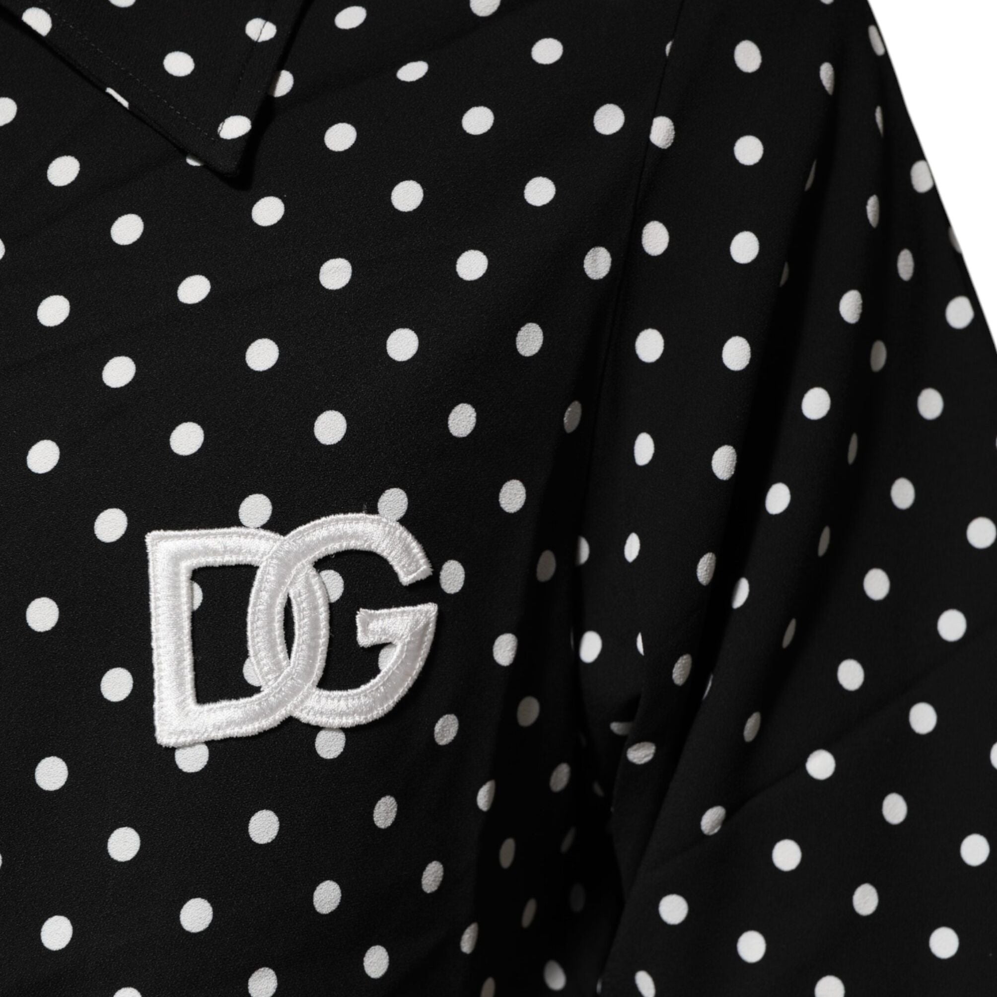 Dolce & Gabbana Black Polka Dot Short Sleeves Collared Polo T-shirt