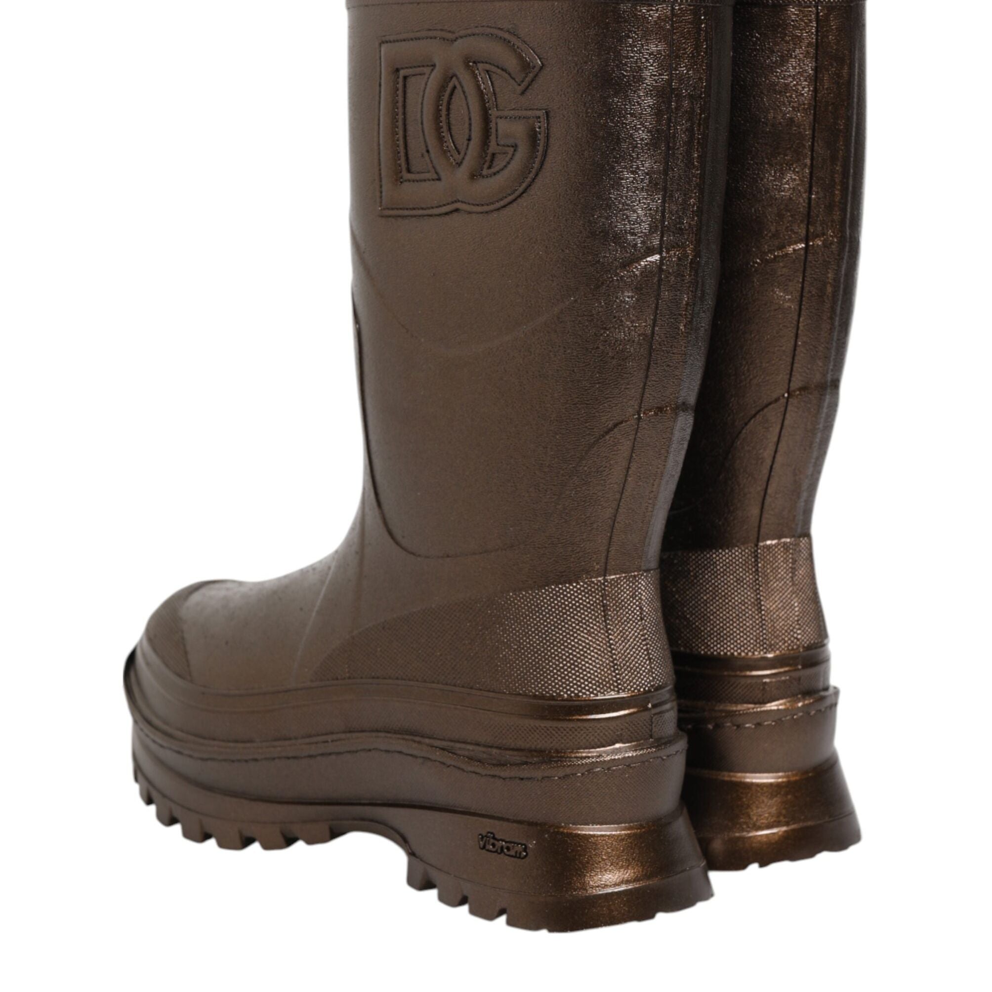 Dolce & Gabbana Metallic Bronze Pull On Rain Boots Shoes