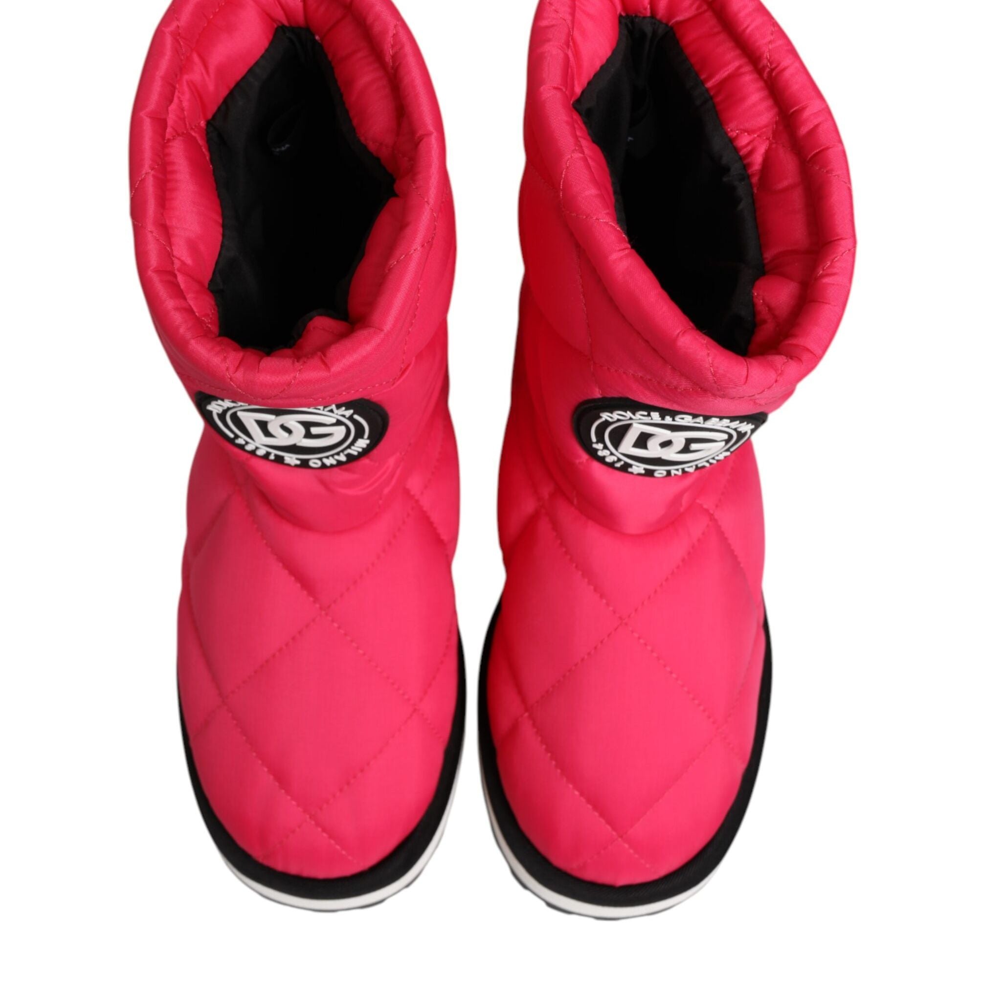 Dolce & Gabbana Pink White Viscose Padded Mid Calf Boots Shoes
