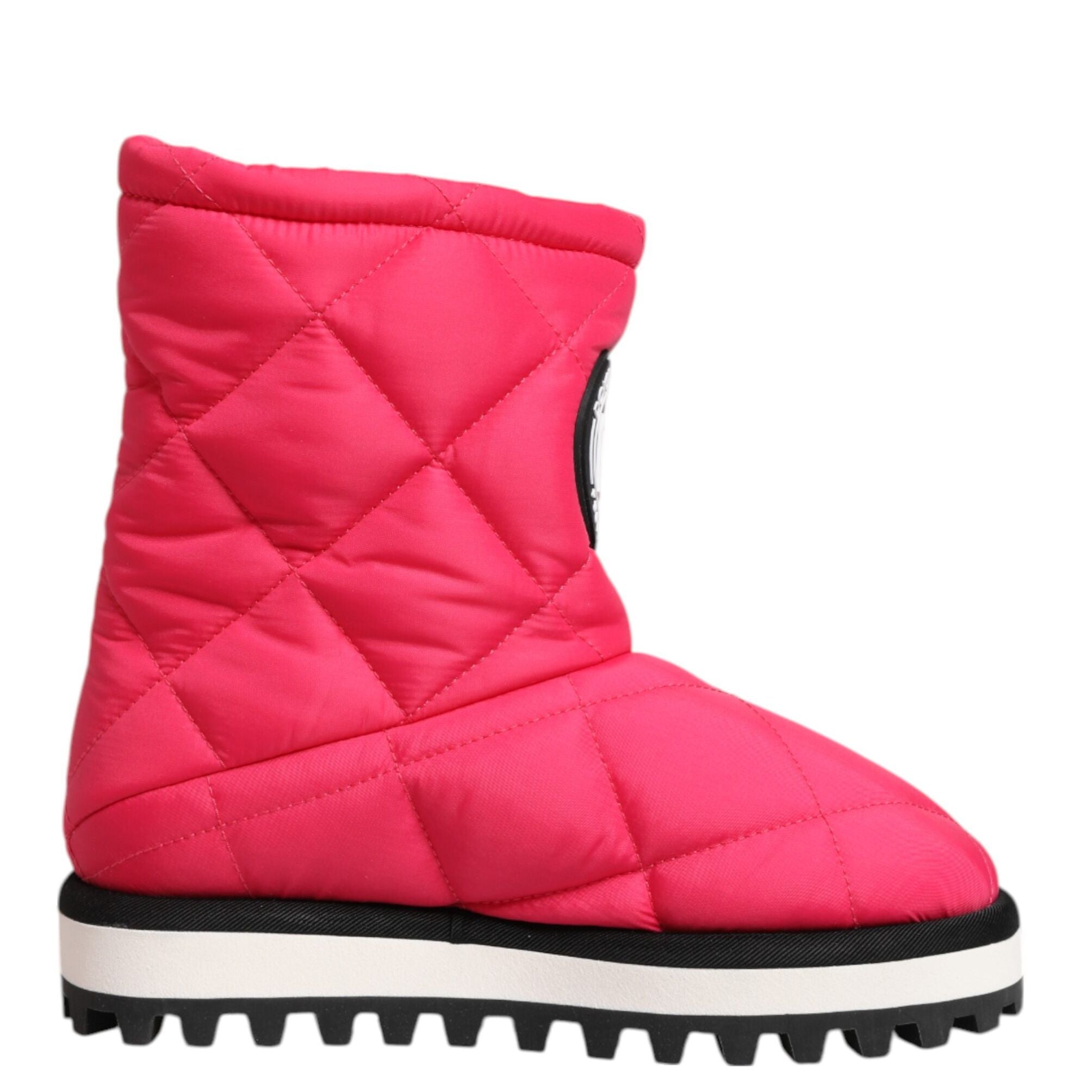 Dolce & Gabbana Pink White Viscose Padded Mid Calf Boots Shoes