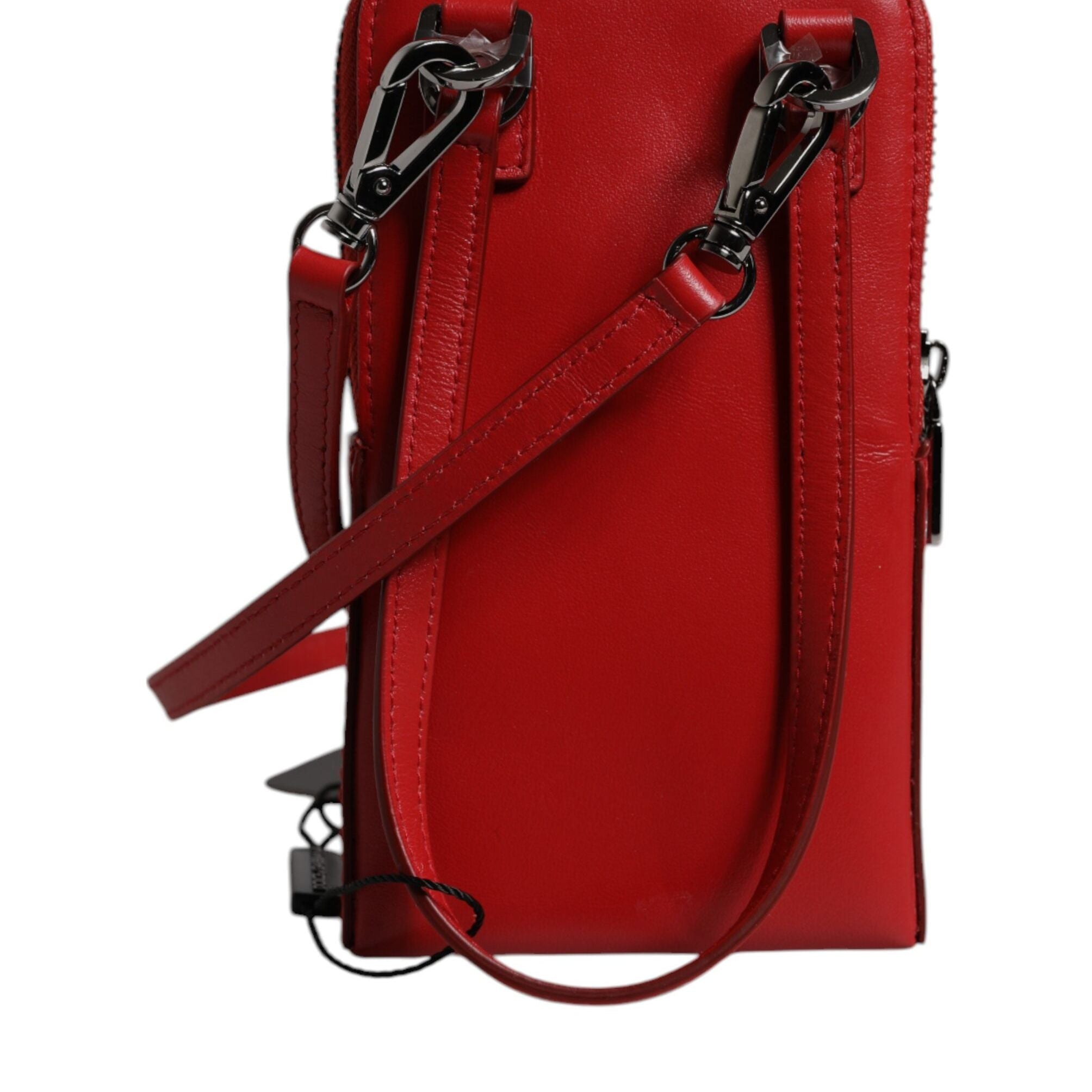 Dolce & Gabbana Red Leather Purse Phone Sling Crossbody Neck Strap Bag