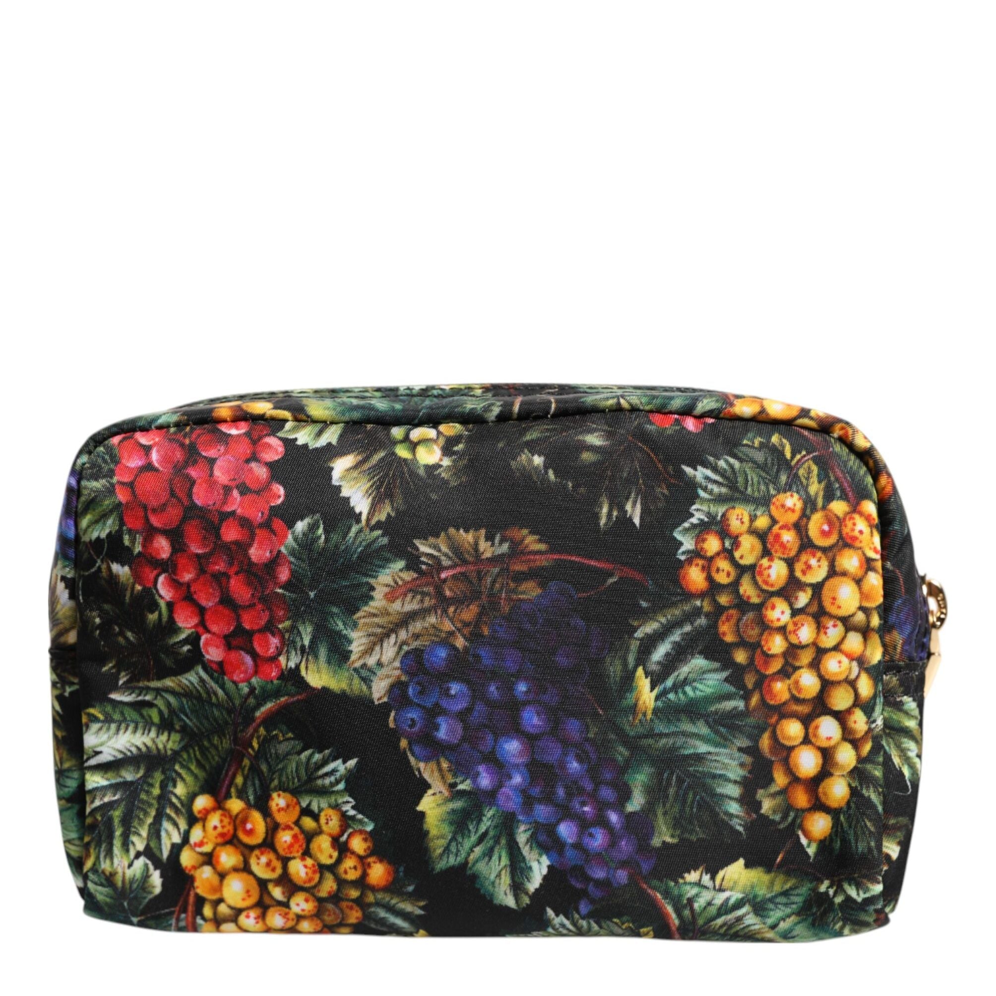 Dolce & Gabbana Multicolor Grape Print Clutch Logo Plaque Pouch Bag