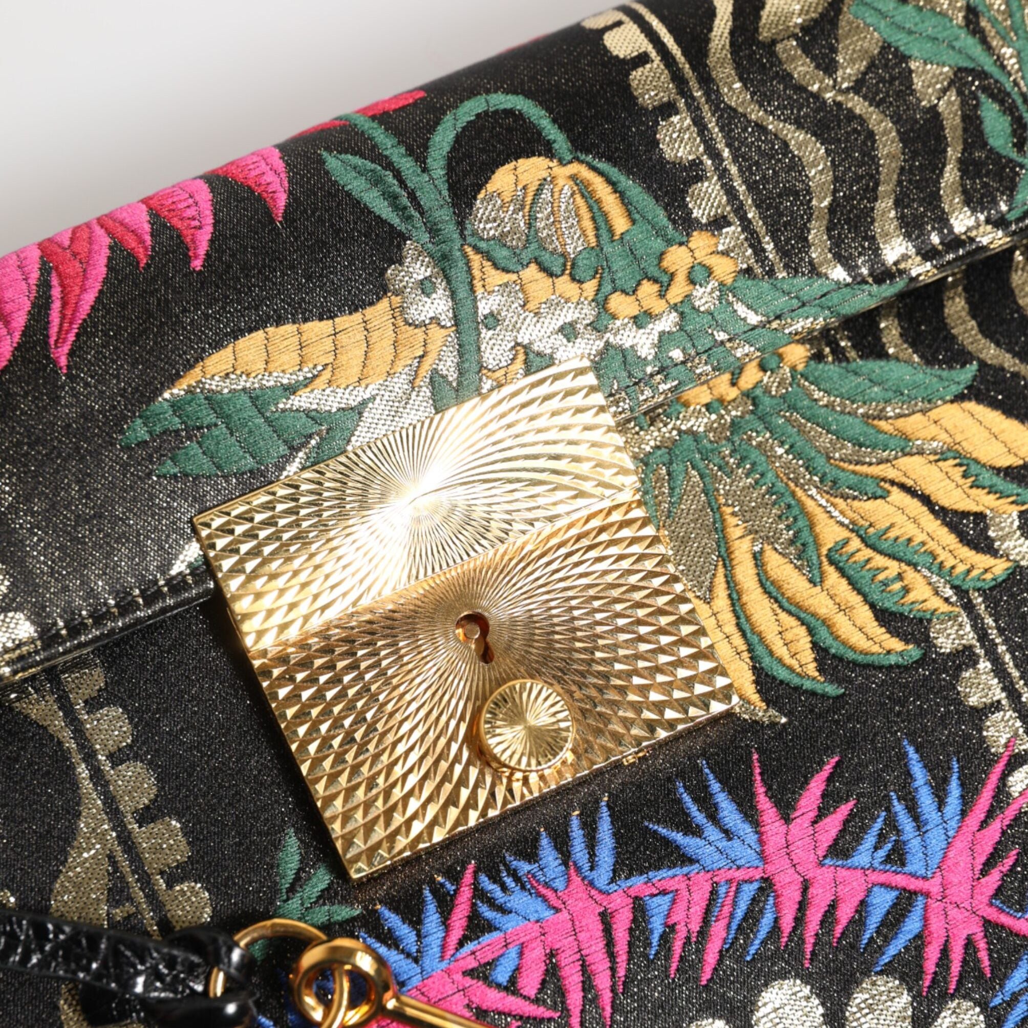 Dolce & Gabbana Multicolor Jacquard Floral Document Briefcase Bag