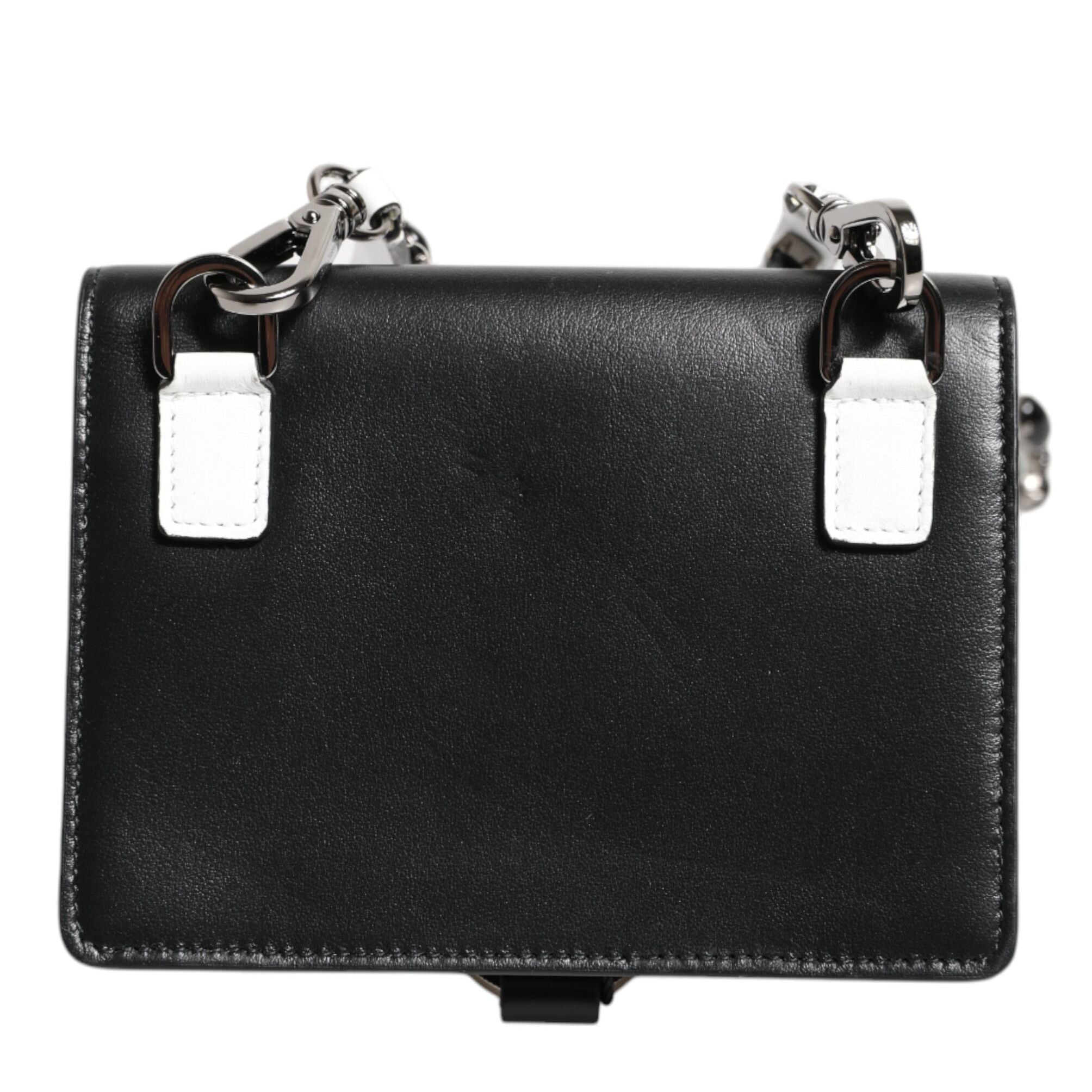 Dolce & Gabbana Black Leather Crystal Embellished Card Holder Wallet