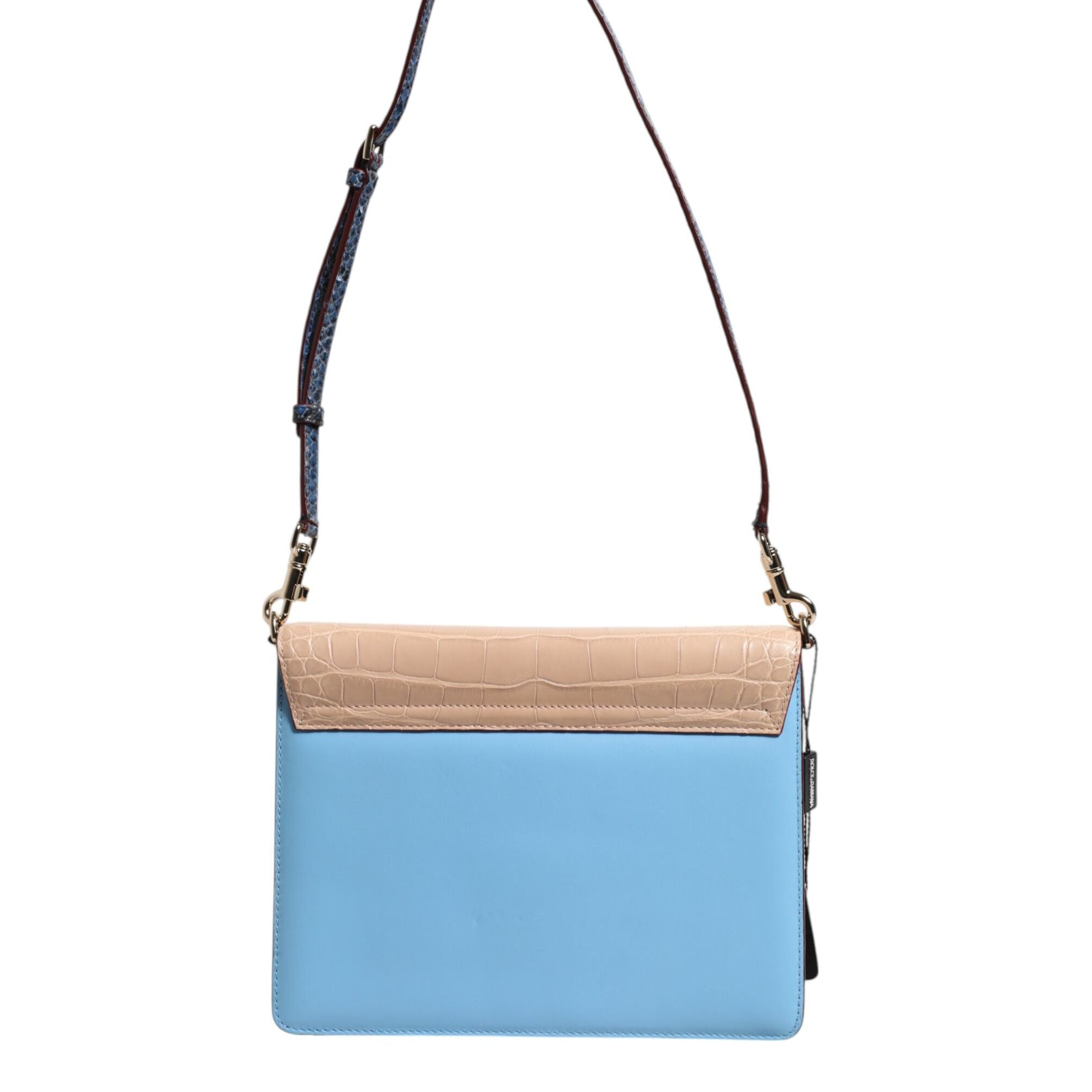 Dolce & Gabbana Blue Beige Exotic Leather LUCIA Crossbody Bag