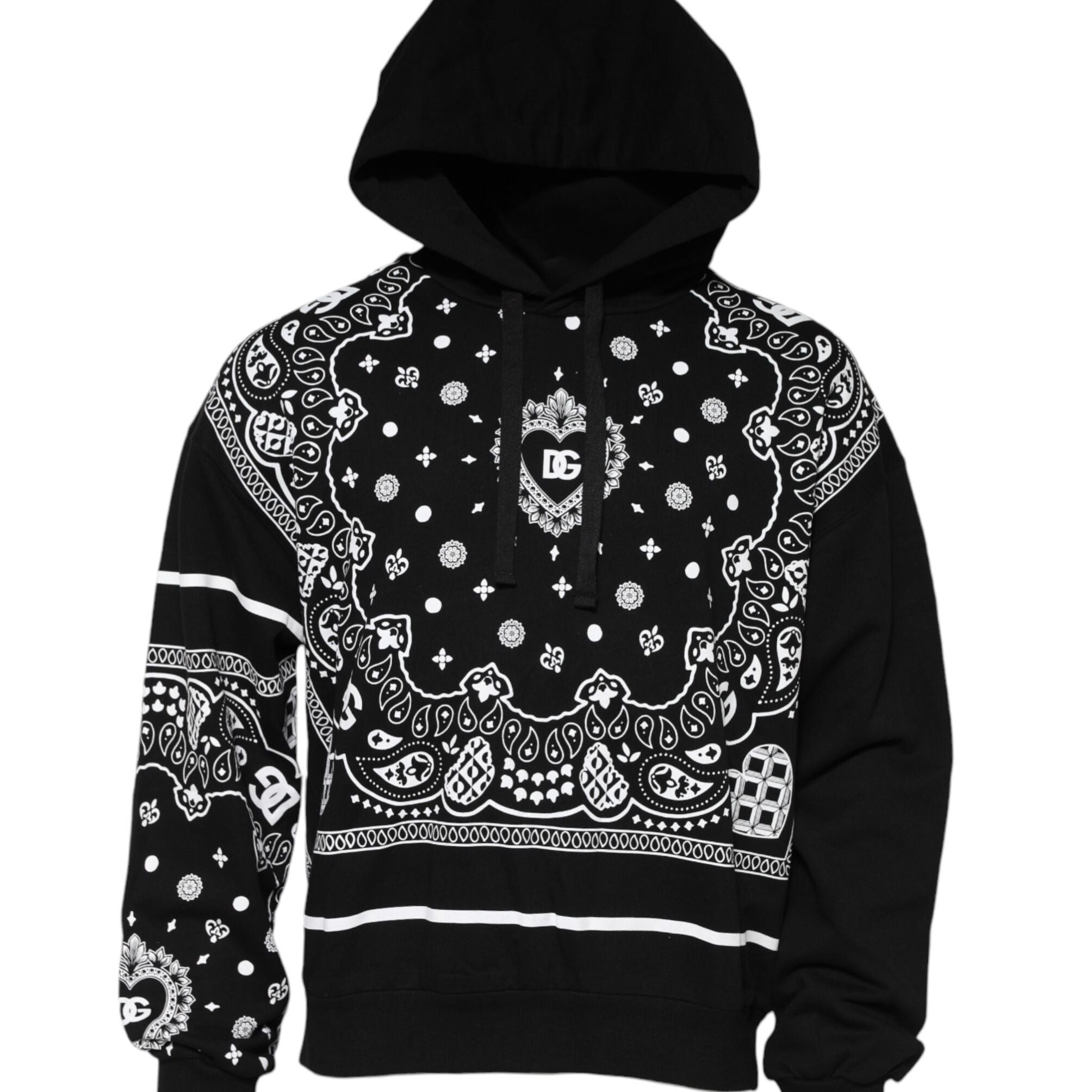 Dolce & Gabbana Black Bandana Hooded Men Sweatshirt Sweater