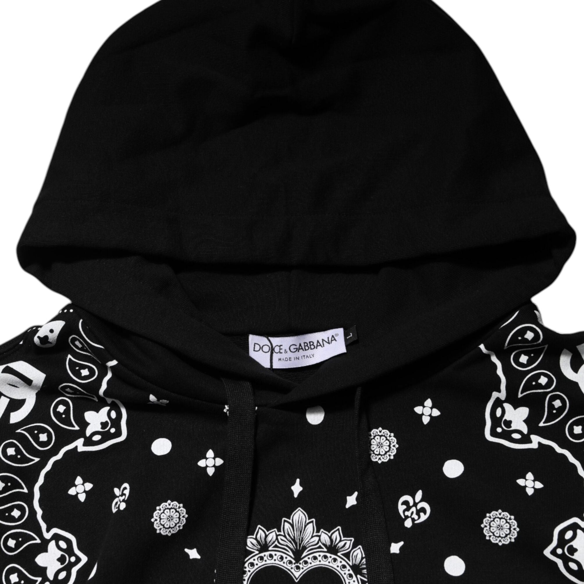 Dolce & Gabbana Black Bandana Hooded Men Sweatshirt Sweater