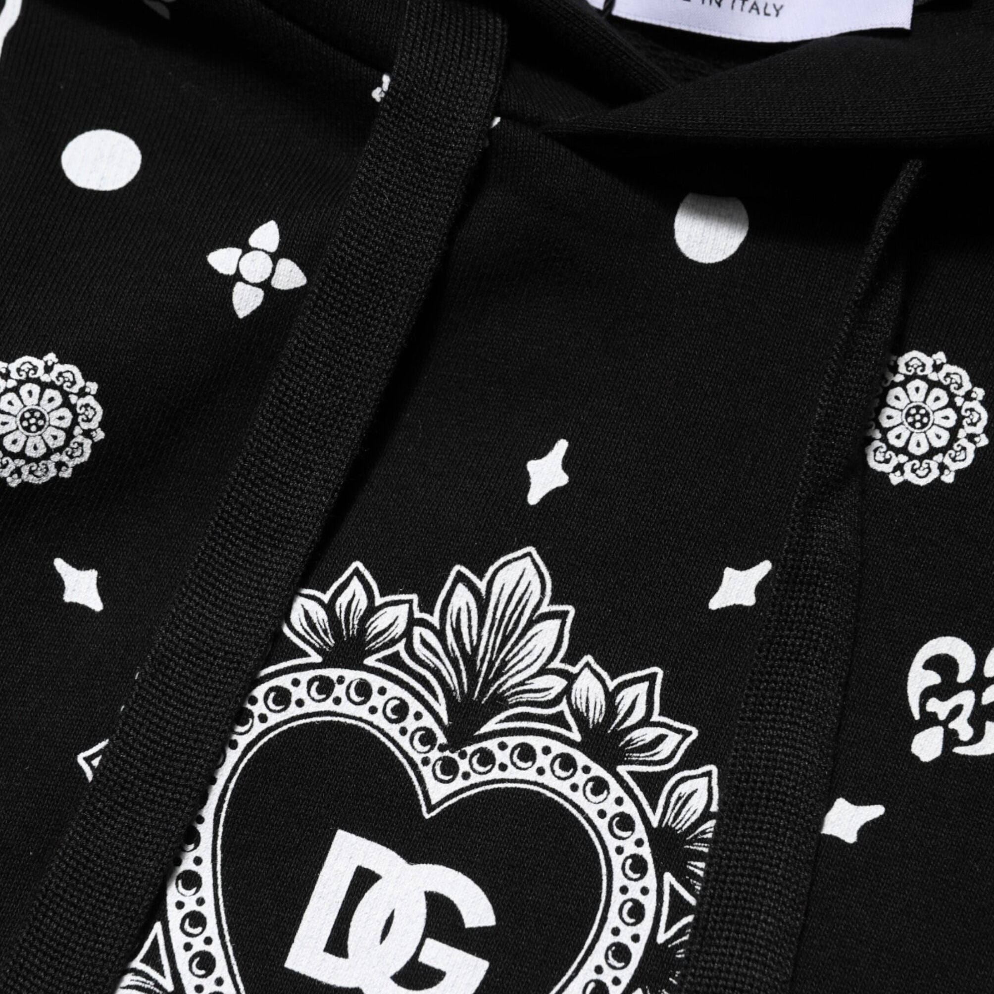 Dolce & Gabbana Black Bandana Hooded Men Sweatshirt Sweater