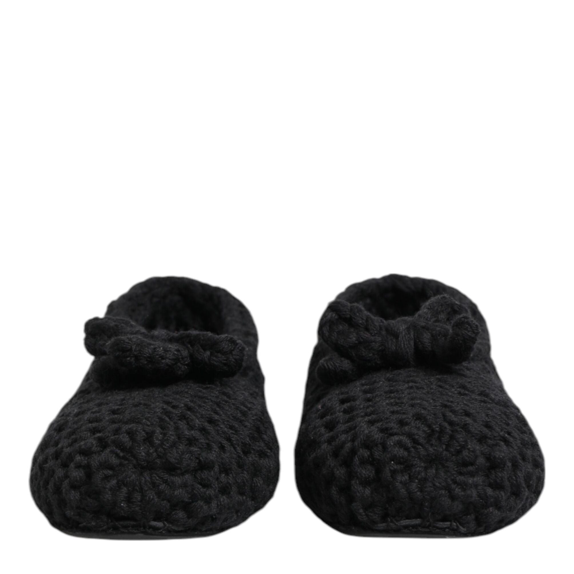 Dolce & Gabbana Black Wool Knit Slip On Ballerina Flats Shoes
