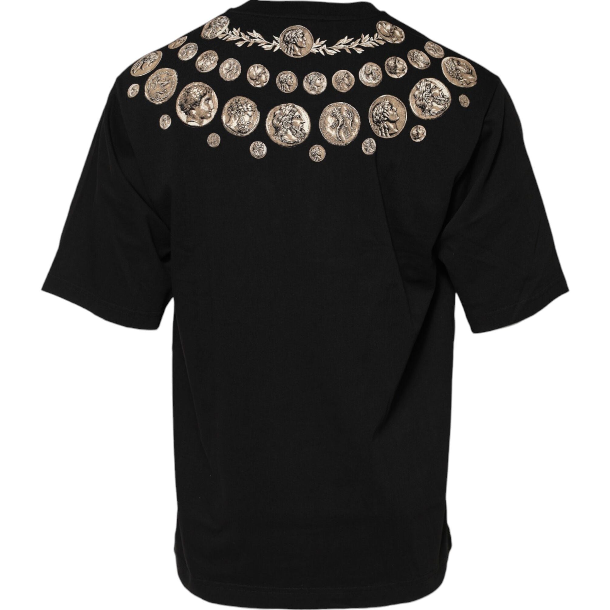 Dolce & Gabbana Black Coin Print Cotton Crew Neck T-shirt