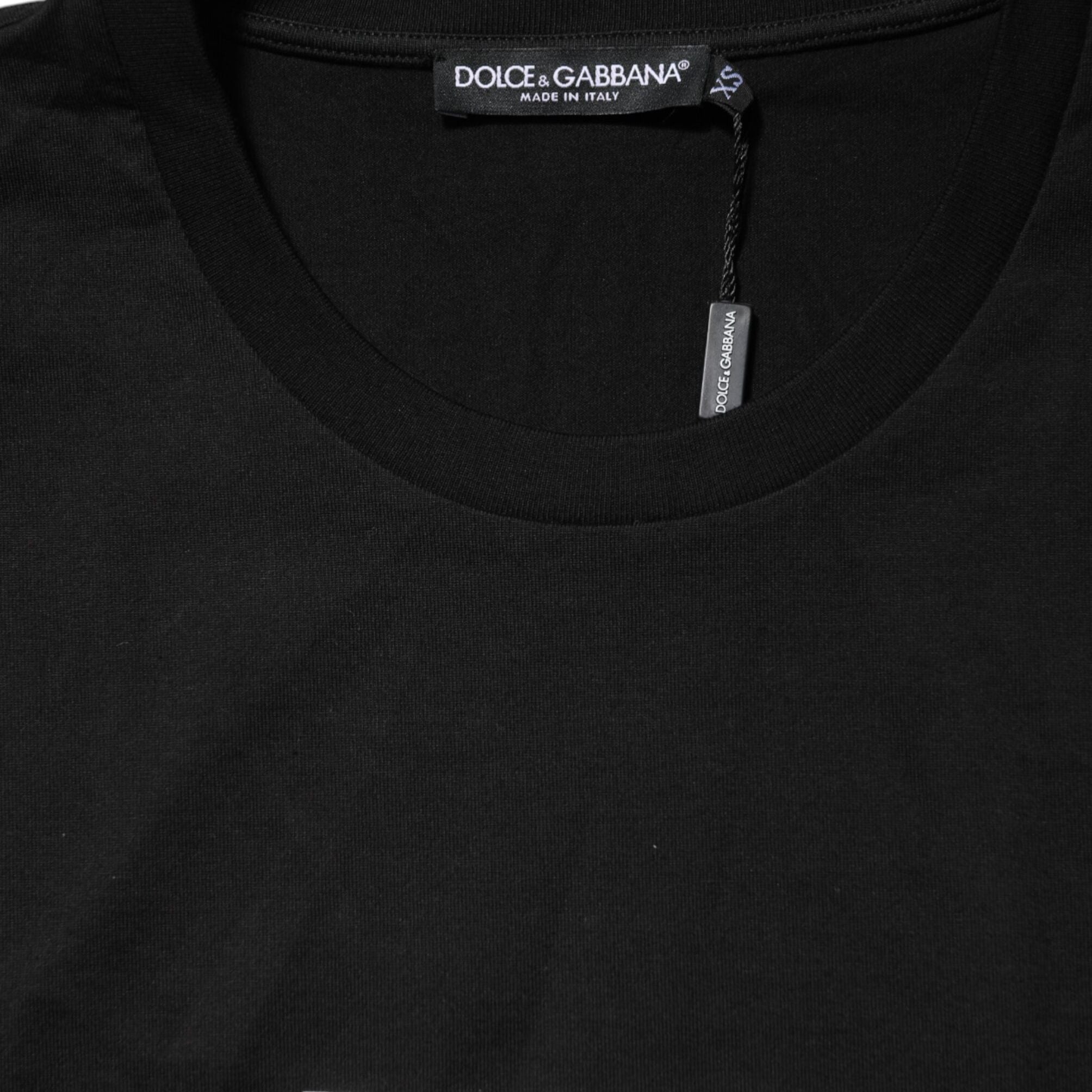 Dolce & Gabbana Black DG Vib3 Print Cotton Crew Neck T-shirt