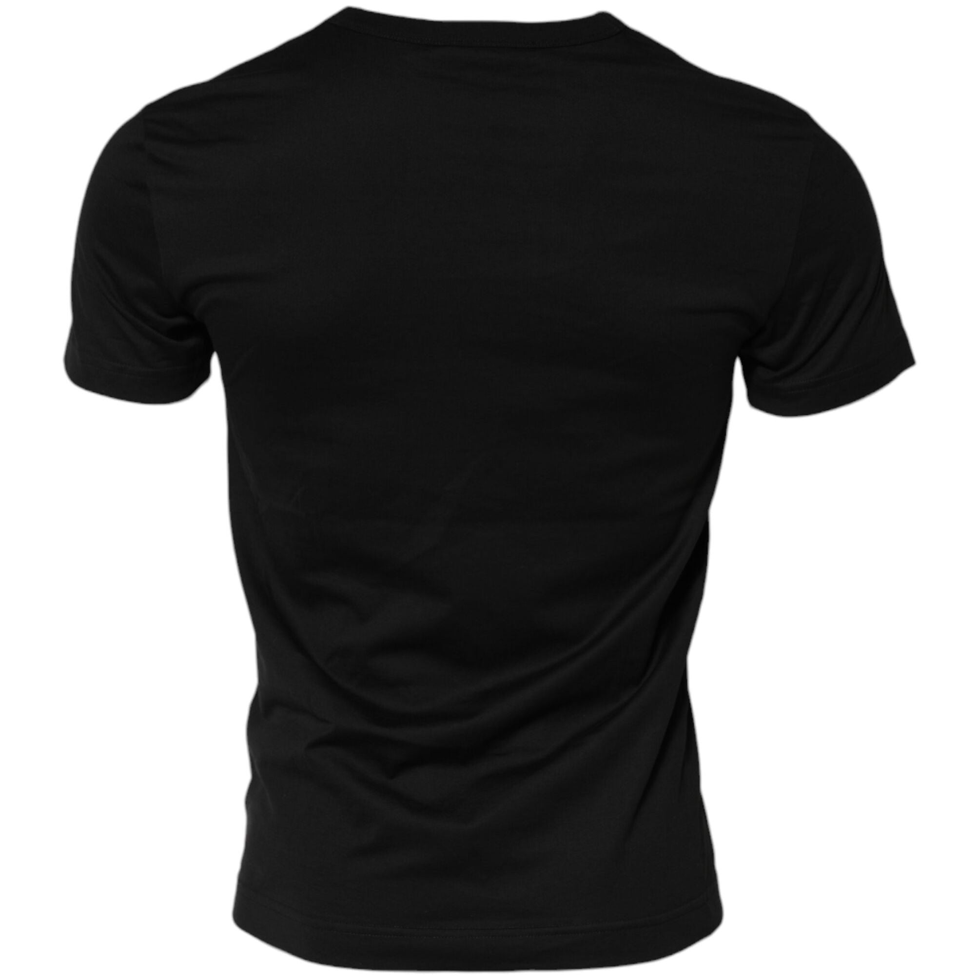 Dolce & Gabbana Black Cotton Crewneck Short Sleeves T-shirt