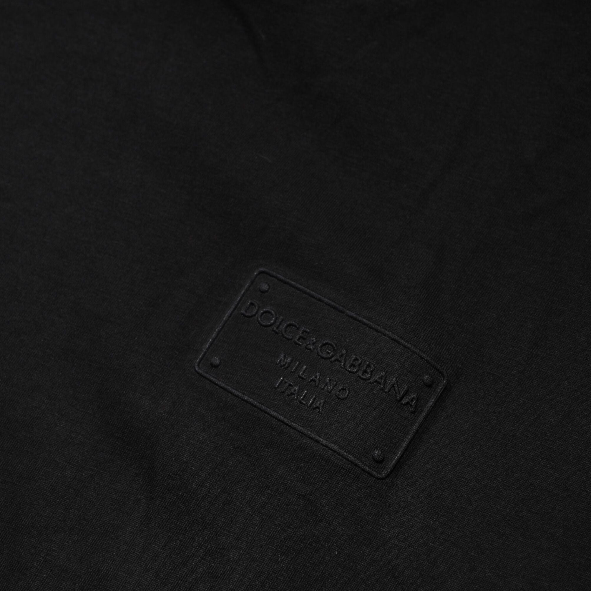 Dolce & Gabbana Black Logo Plaque Cotton Crew Neck T-shirt