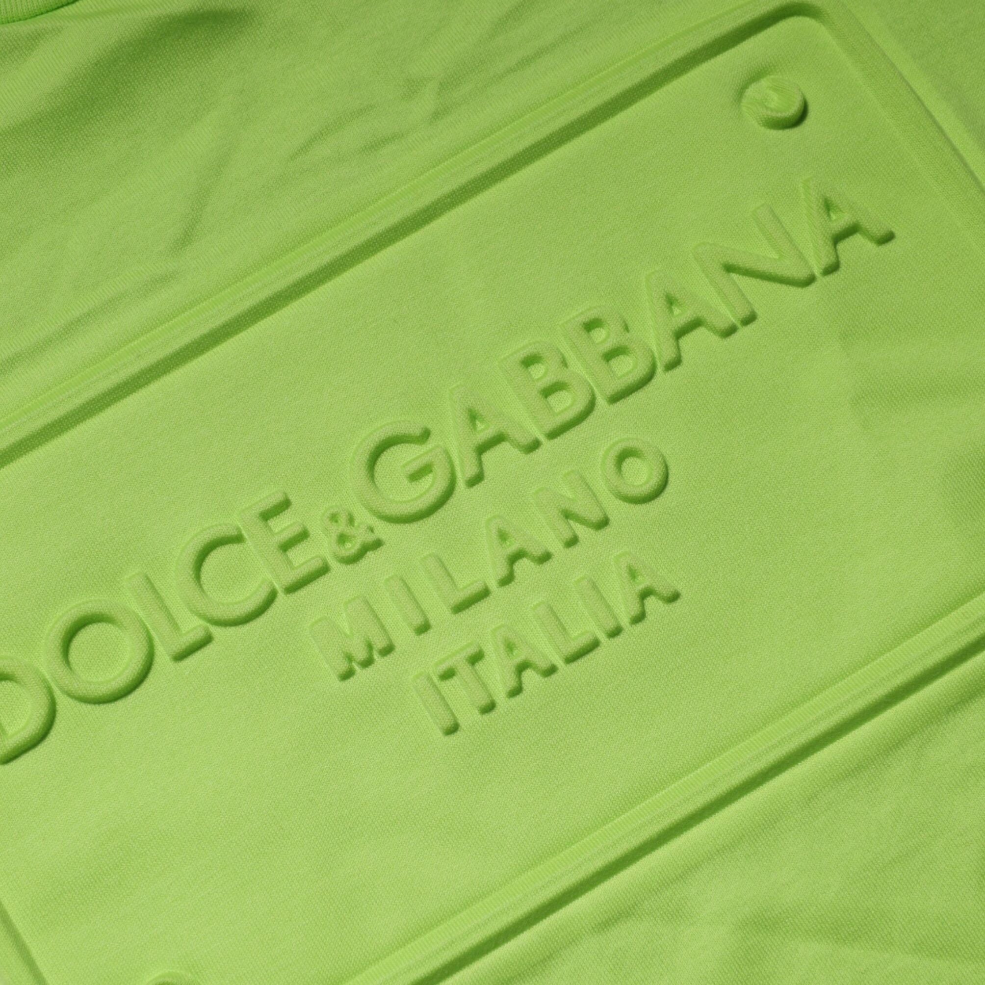 Dolce & Gabbana Green Embossed Logo Cotton Crew Neck T-shirt