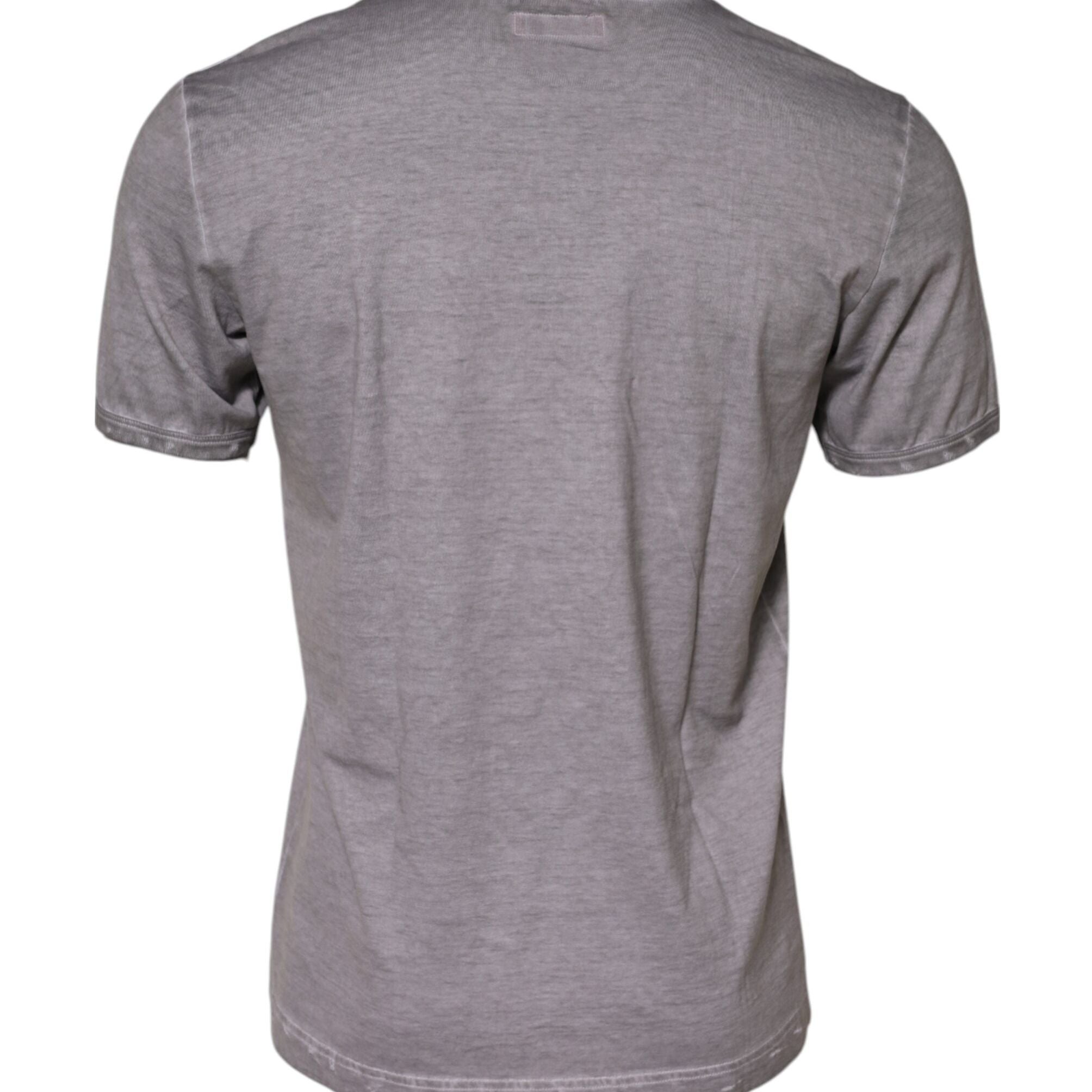 Dolce & Gabbana Gray Graphic Print Cotton Crew Neck T-shirt