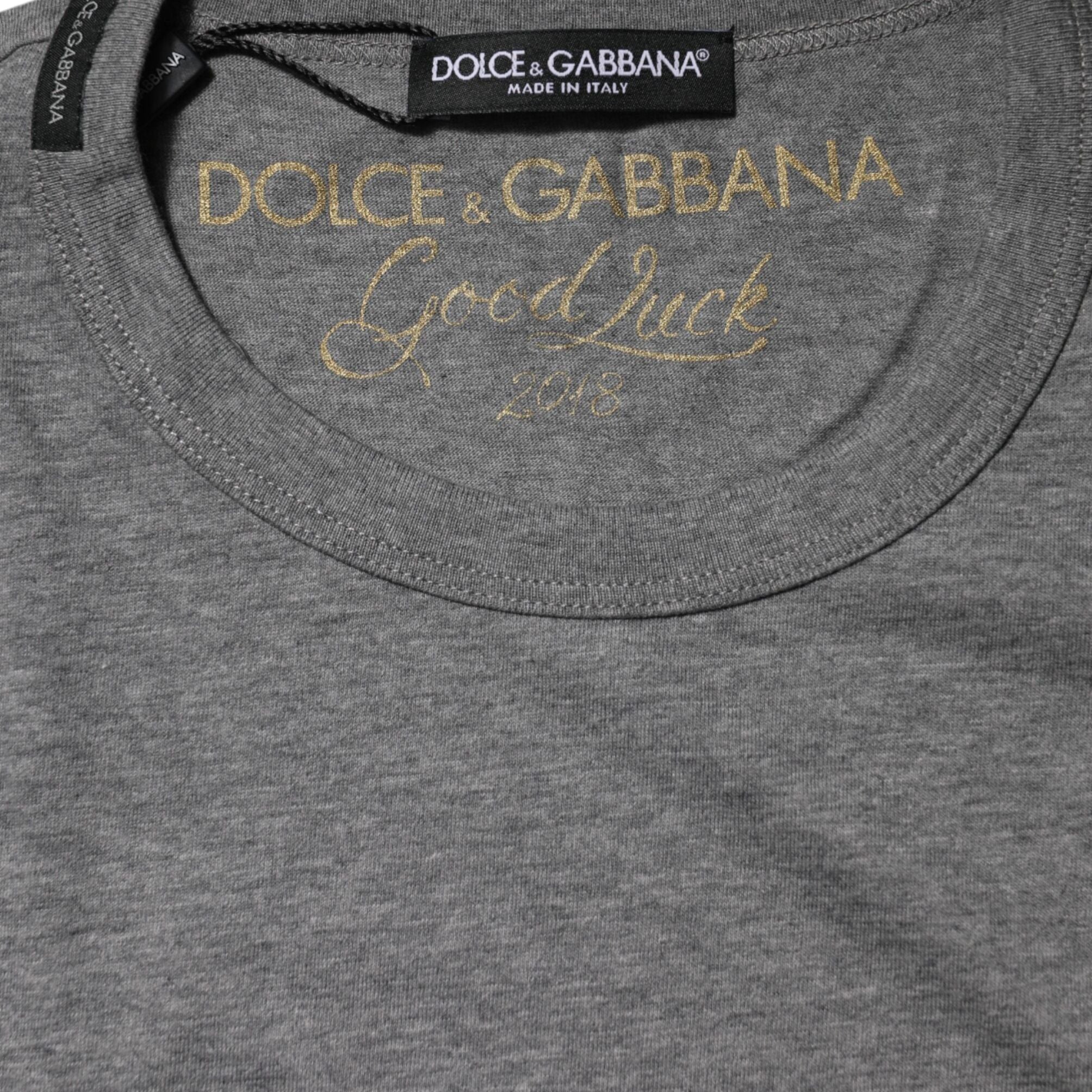 Dolce & Gabbana Gray Cotton Crew Neck Short Sleeves T-shirt