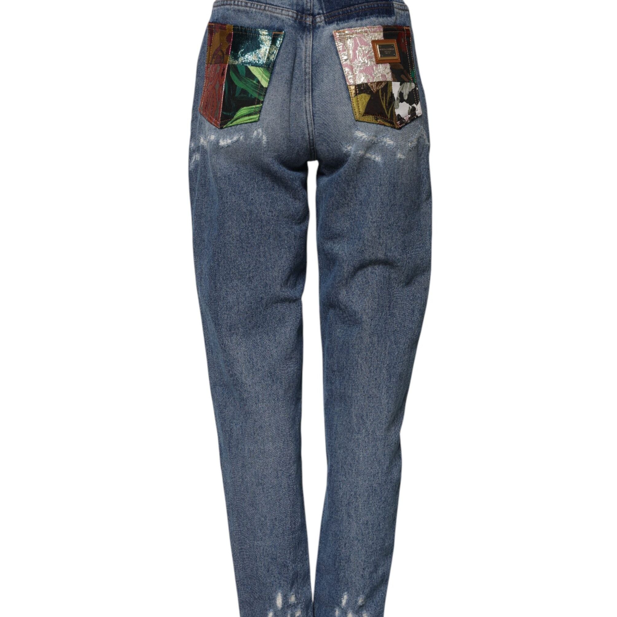 Dolce & Gabbana Blue AMBER Tattered High Waist Denim Jeans