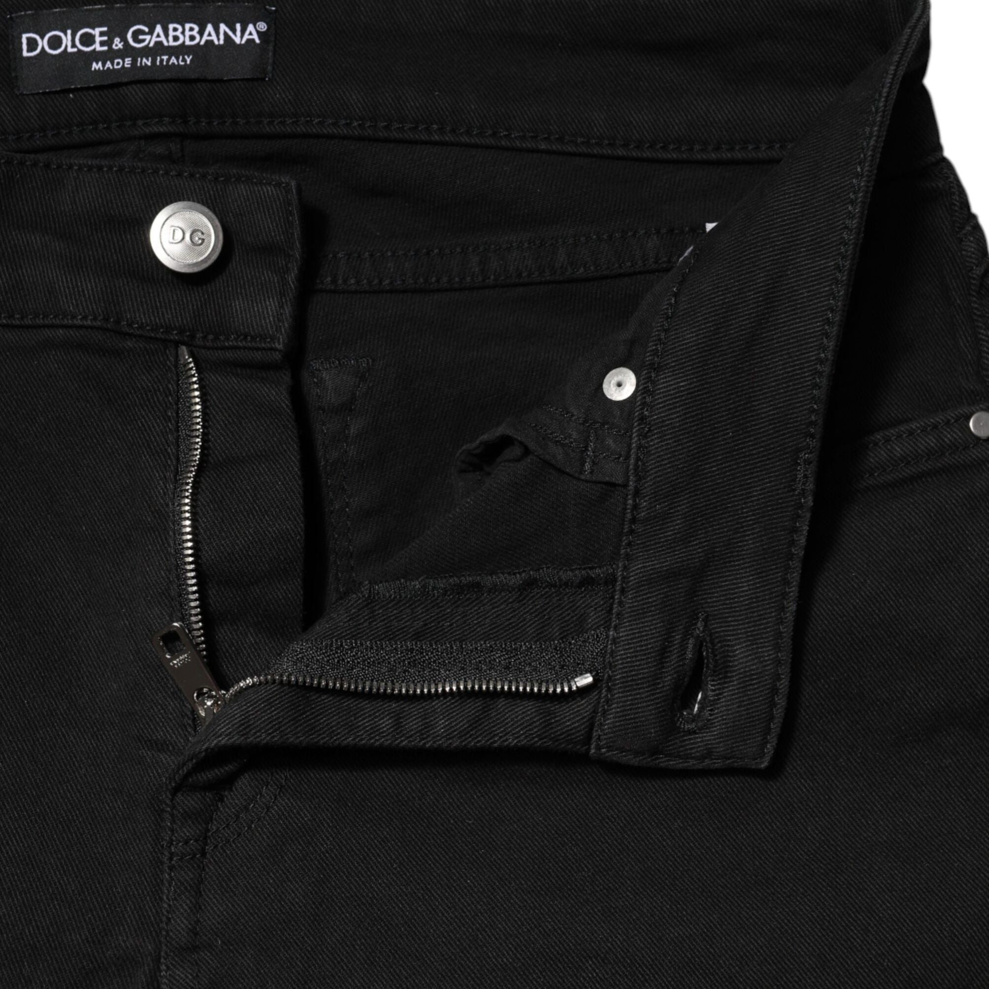 Dolce & Gabbana Black Cotton Skinny Mid Waist Denim Jeans