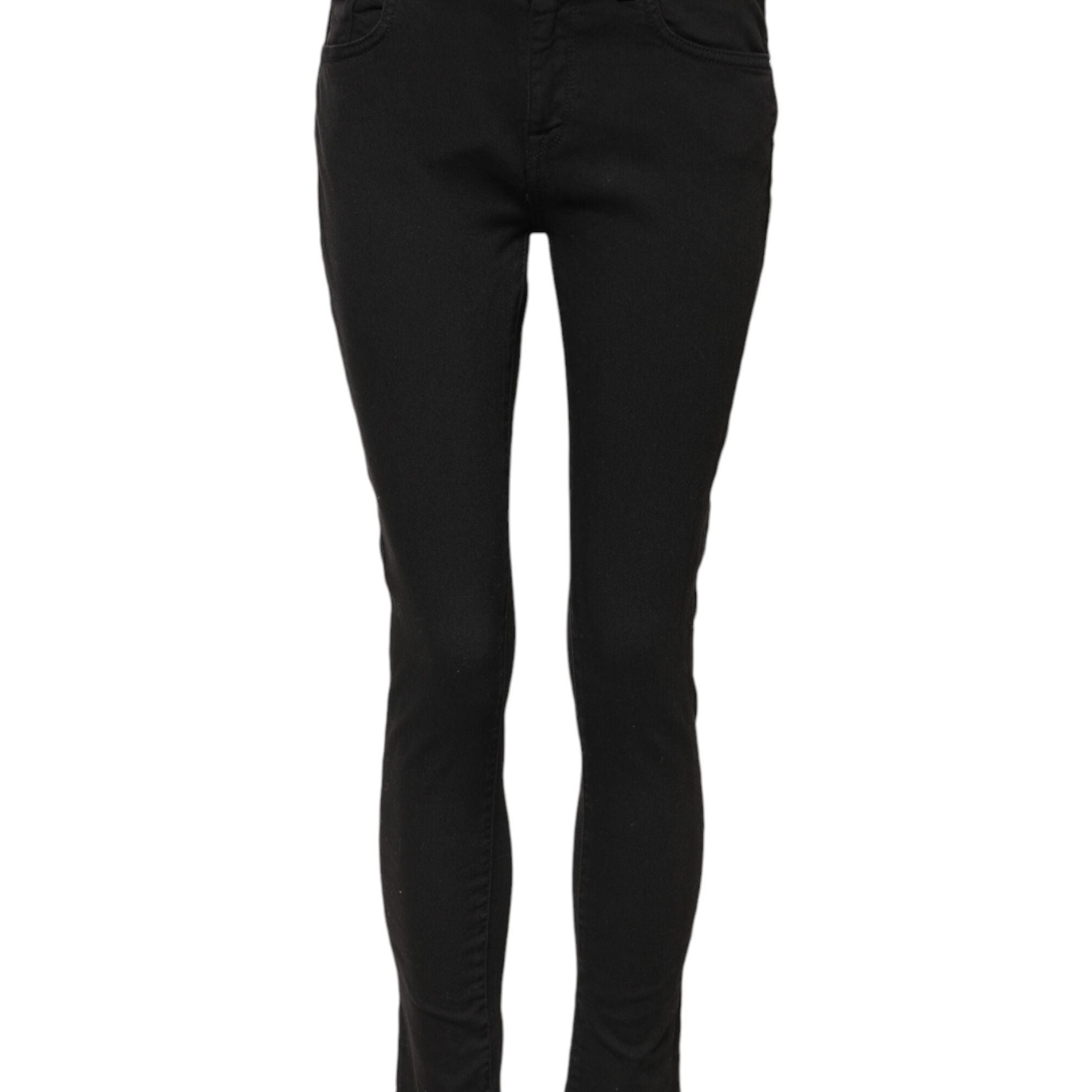 Dolce & Gabbana Black Cotton Skinny Mid Waist Denim Jeans