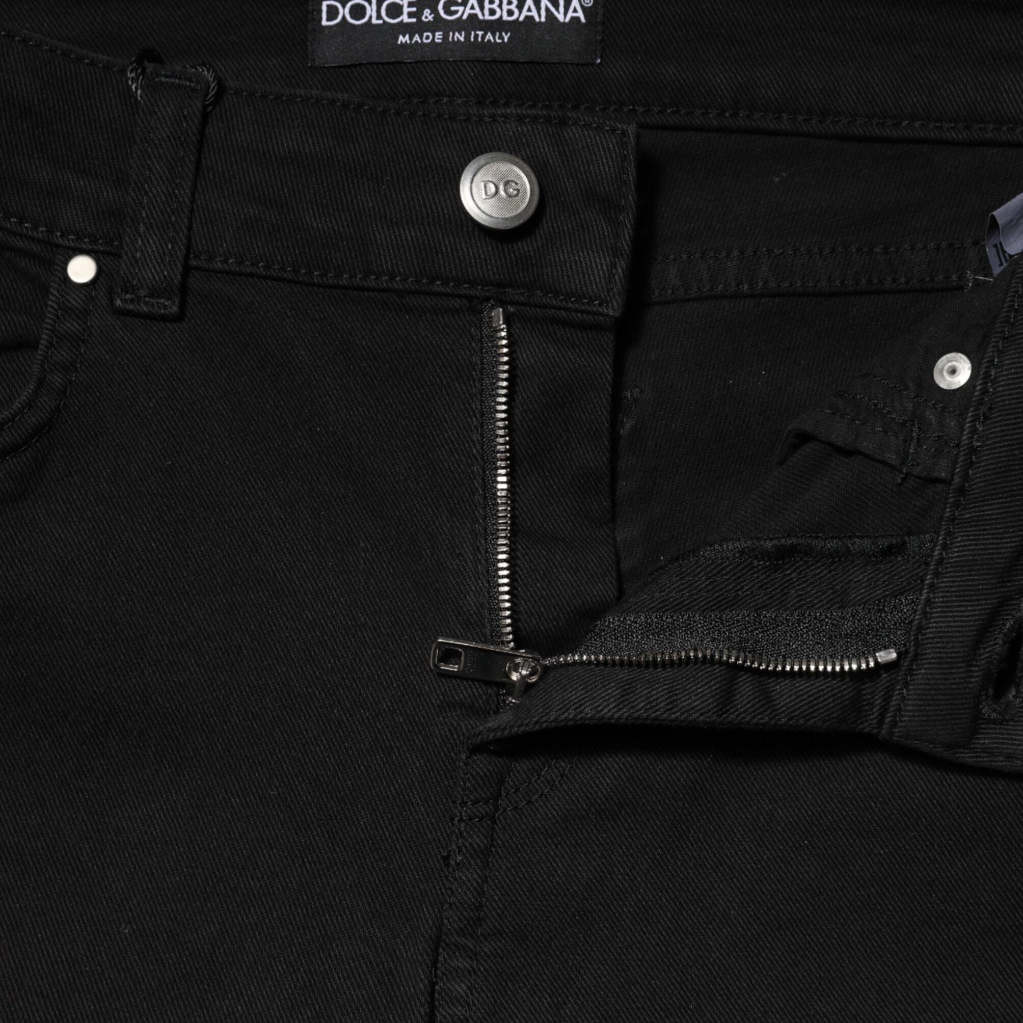 Dolce & Gabbana Black Cotton Skinny Mid Waist Denim Jeans