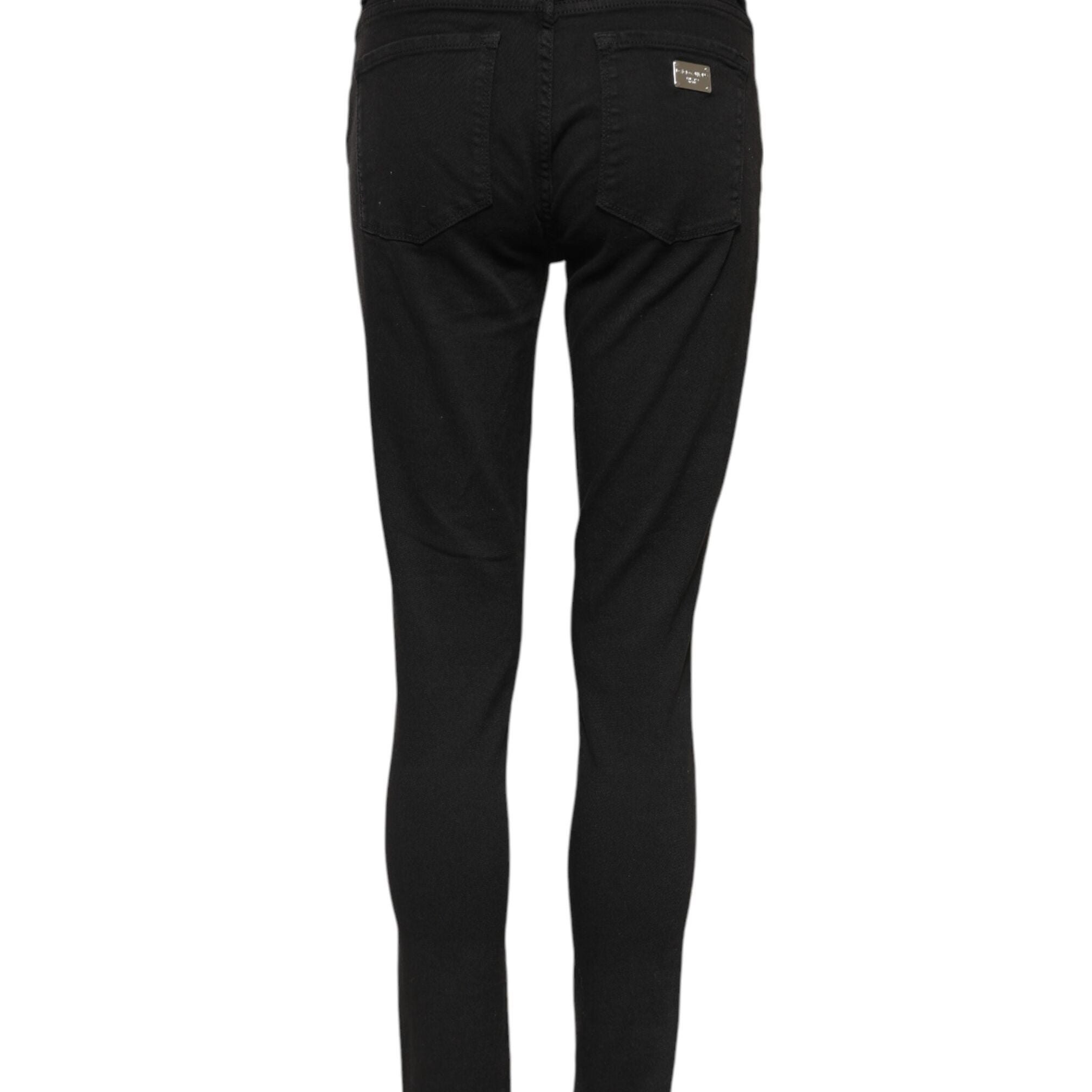 Dolce & Gabbana Black Cotton Skinny Mid Waist Denim Jeans