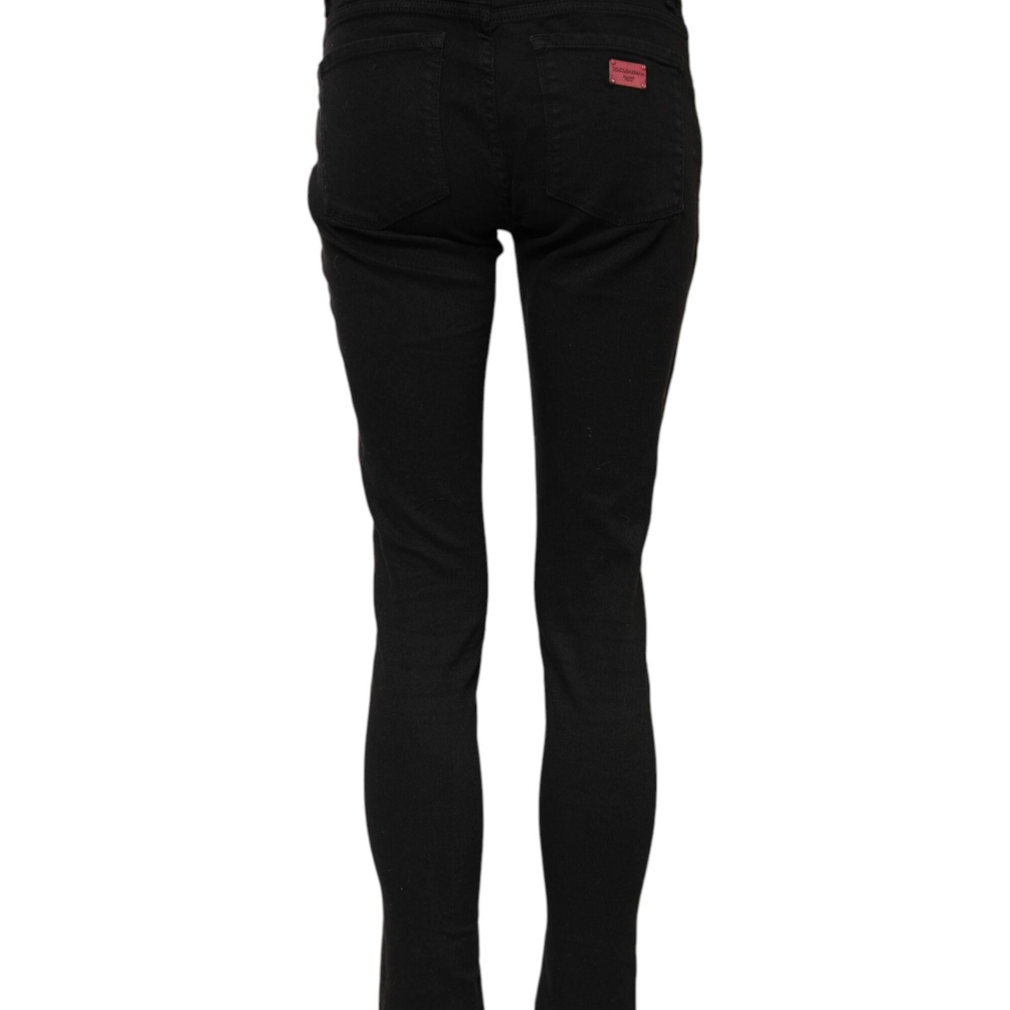 Dolce & Gabbana Black Cotton Skinny Mid Waist Denim Jeans