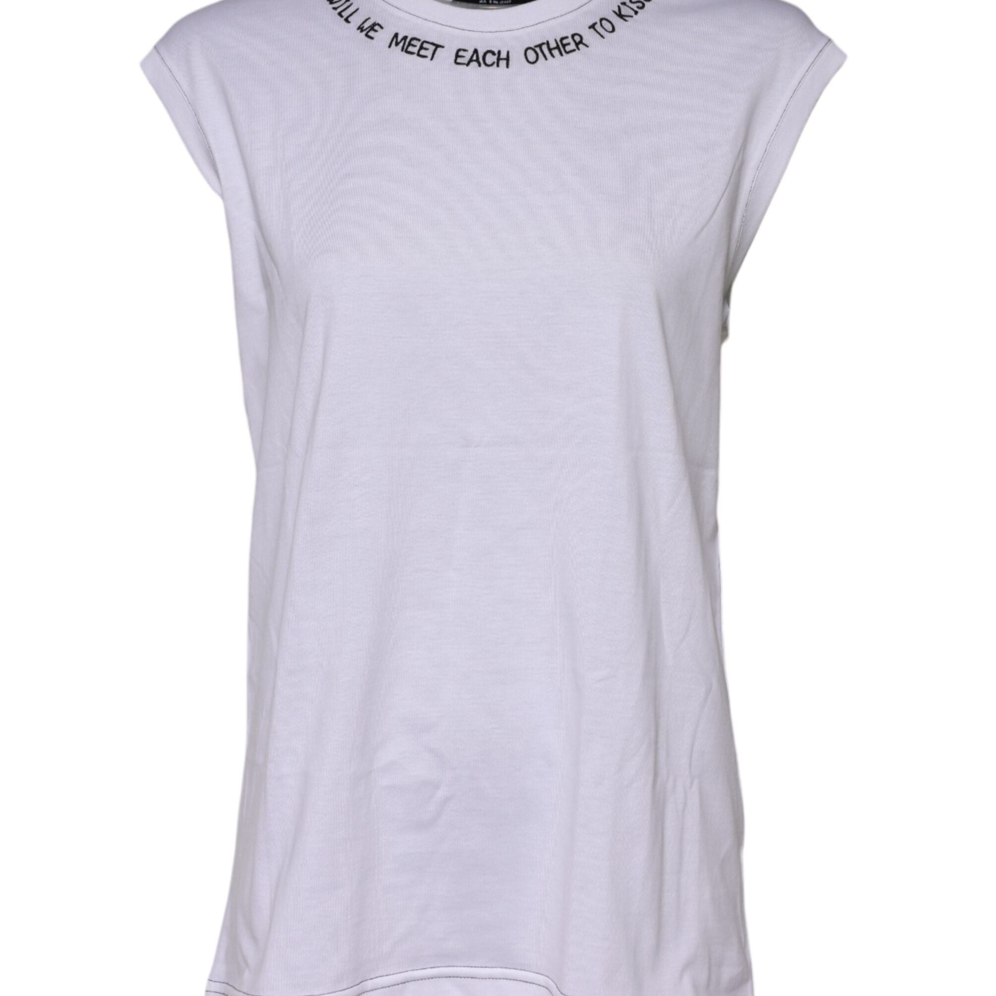 Dolce & Gabbana White Cotton Sleeveless Printed Tank T-shirt