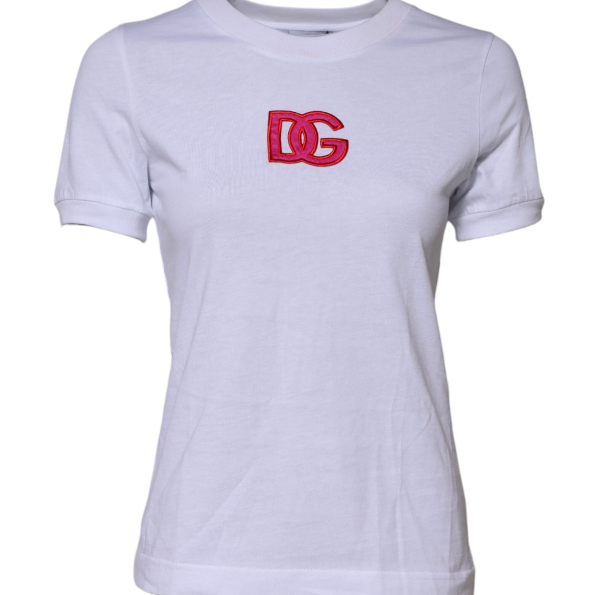 Dolce & Gabbana White Cotton DG Logo Embroidery Top T-shirt