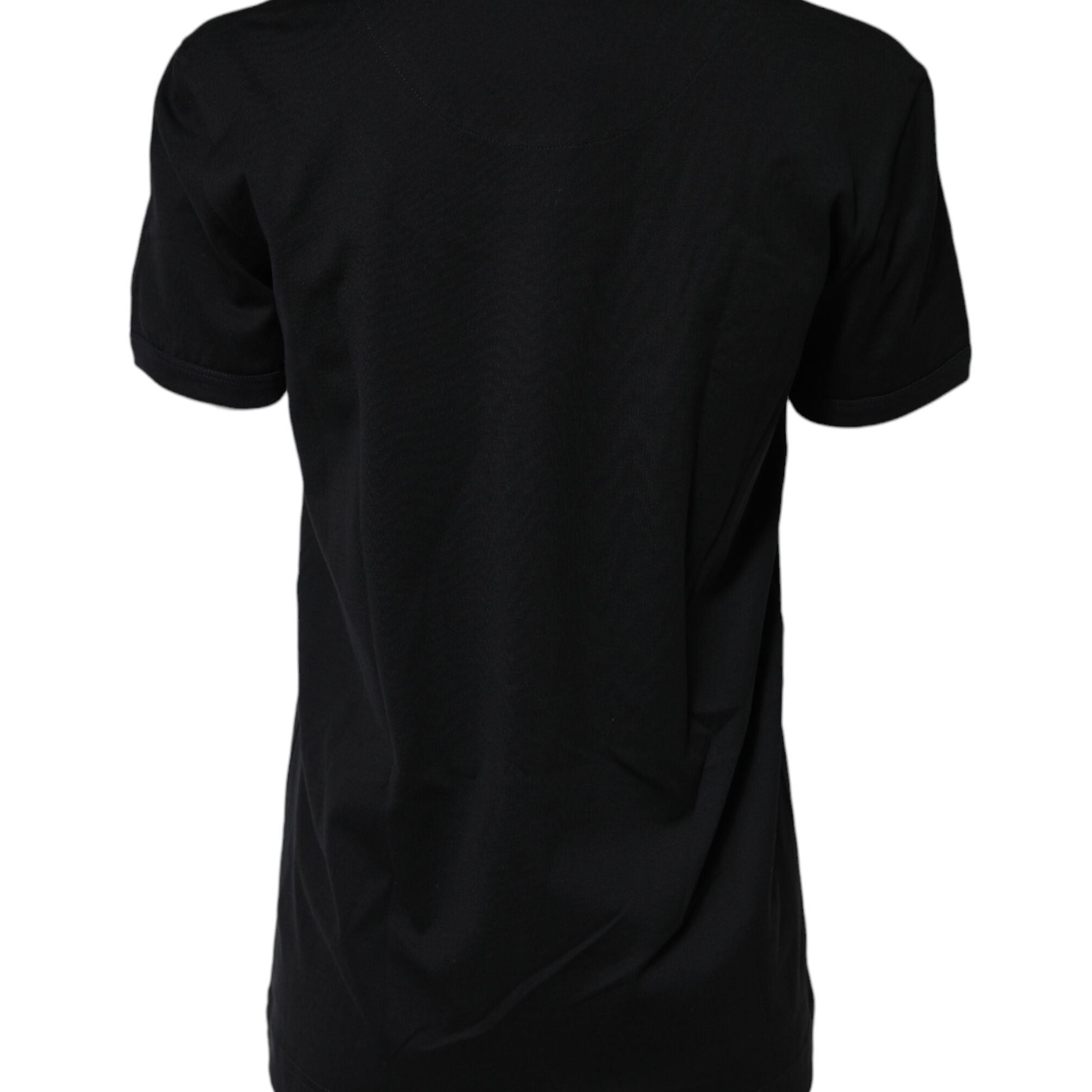 Dolce & Gabbana Black Cotton DG Print Short Sleeve Top T-shirt