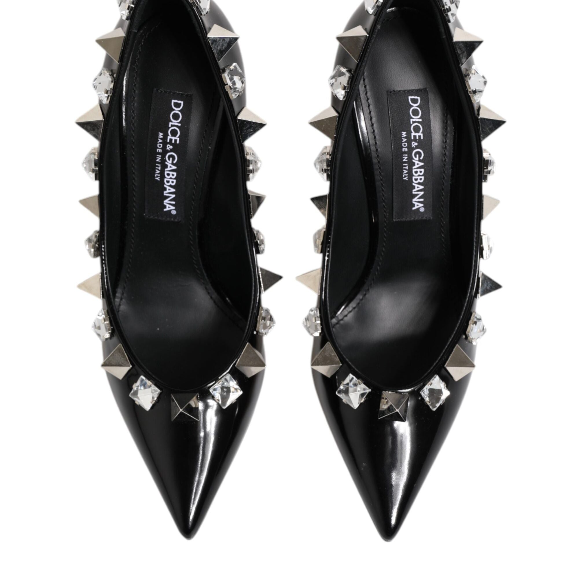 Dolce & Gabbana Black Crystals Studs Stiletto Pumps Shoes