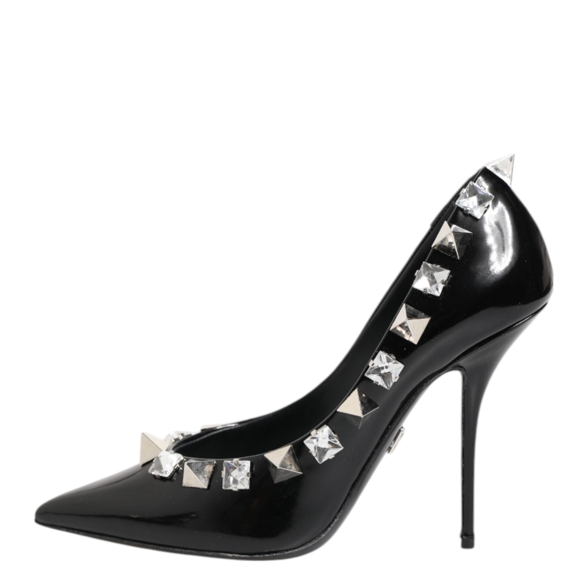 Dolce & Gabbana Black Crystals Studs Stiletto Pumps Shoes