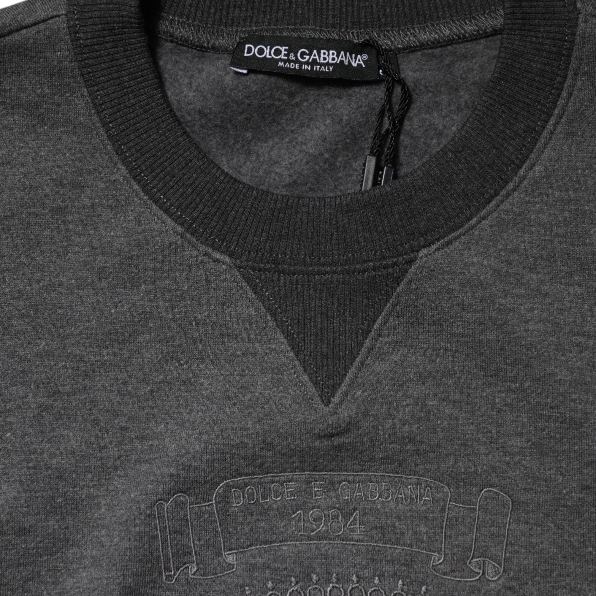 Dolce & Gabbana Gray DG Logo Embroidered Pullover Sweater