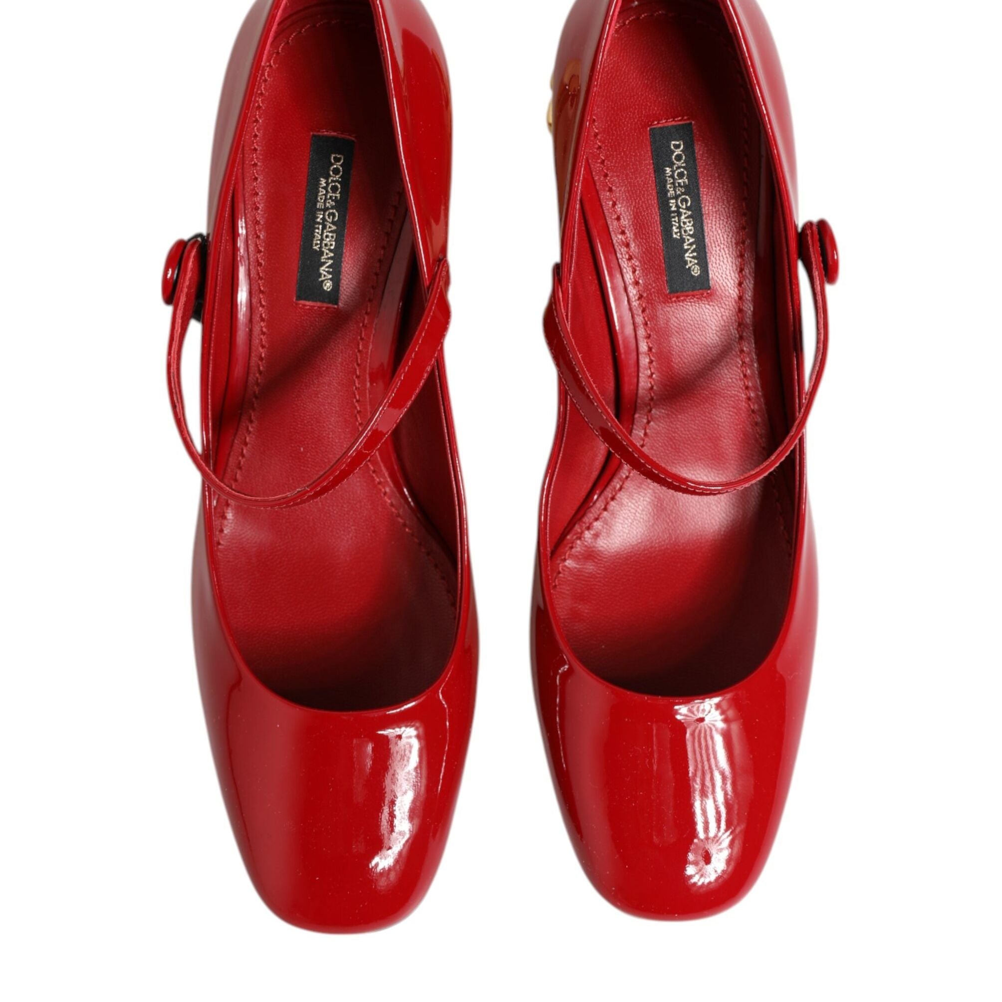 Dolce & Gabbana Red Leather DG Logo Heels Sandals Shoes